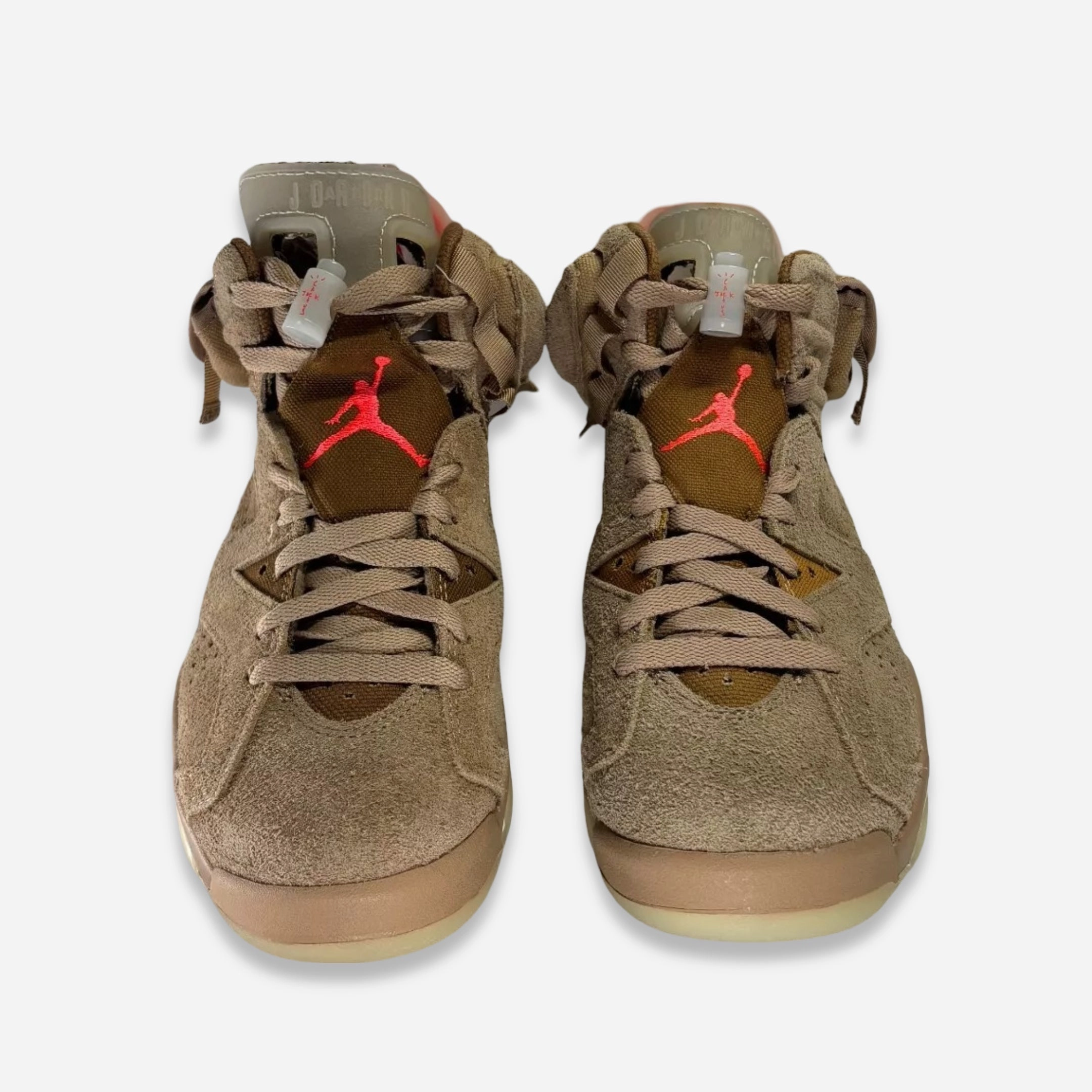[NEW-CONDITIONAL: Size 4.5M / 6W] (Men's) Air Jordan 6 Retro SP x Travis Scott 'Cactus Jack British Khaki' (2021) DH0690-200 Air Jordan 6 Classic High-Top Sneakers