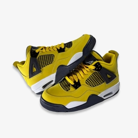 [NEW-CONDITIONAL: Size 4.5Y / 6W] (GS) Air Jordan 4 Retro 'Lightning' (2021) 408452-700 Air Jordan 4 sneakers with visible air unit