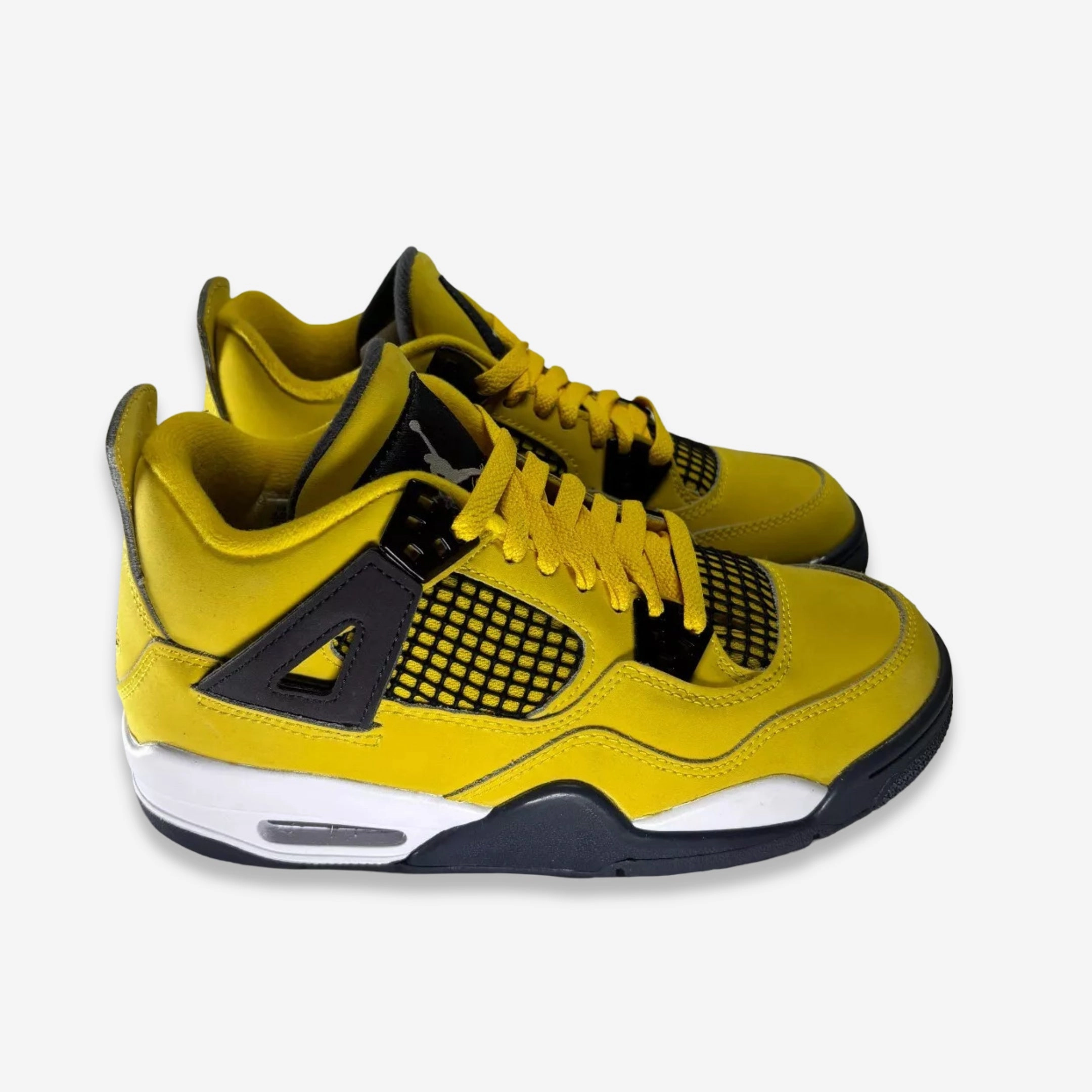 [NEW-CONDITIONAL: Size 4.5Y / 6W] (GS) Air Jordan 4 Retro 'Lightning' (2021) 408452-700 Air Jordan 4 Visible Air Unit Sneakers