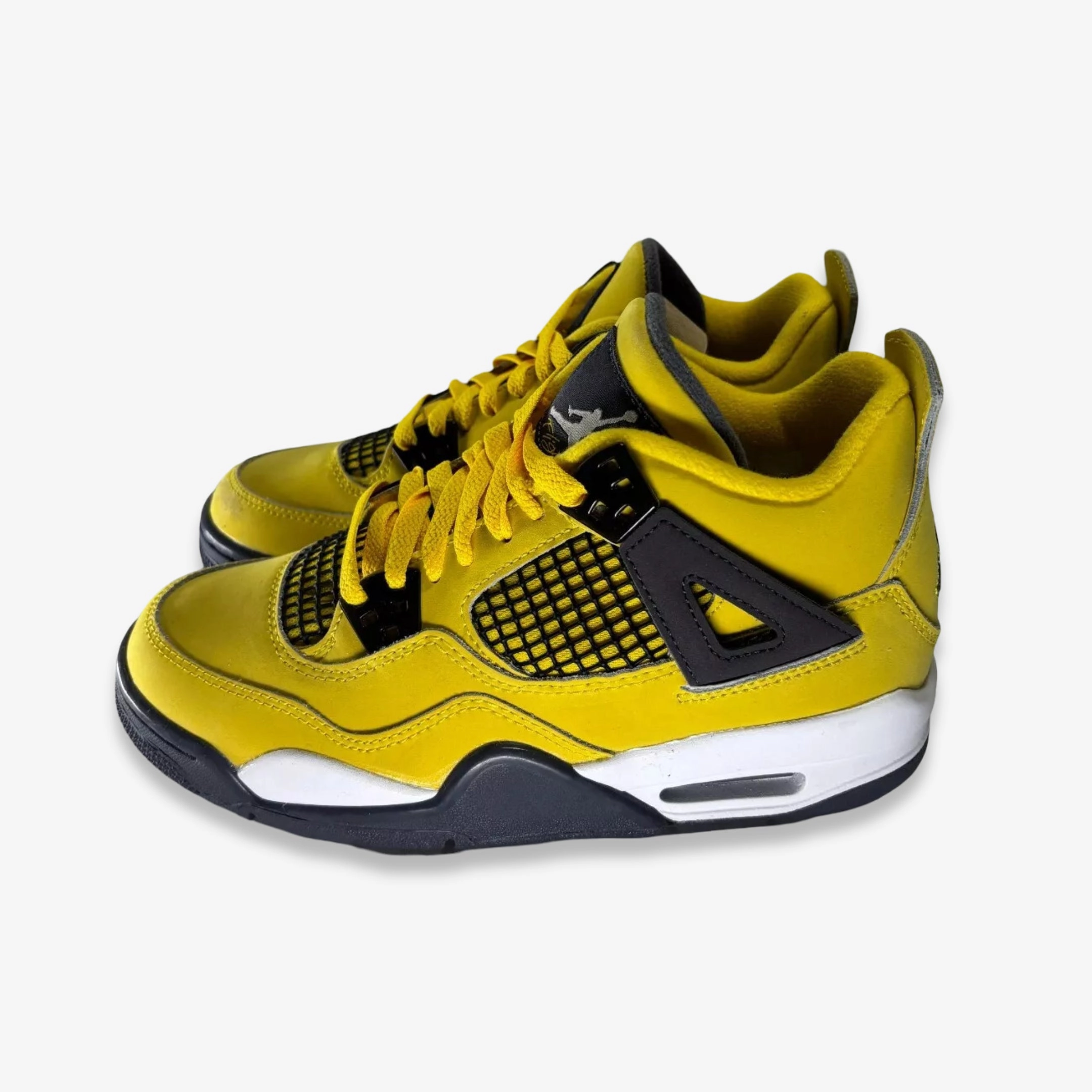 [NEW-CONDITIONAL: Size 4.5Y / 6W] (GS) Air Jordan 4 Retro 'Lightning' (2021) 408452-700 Air Jordan 4 Visible Air Unit Sneakers