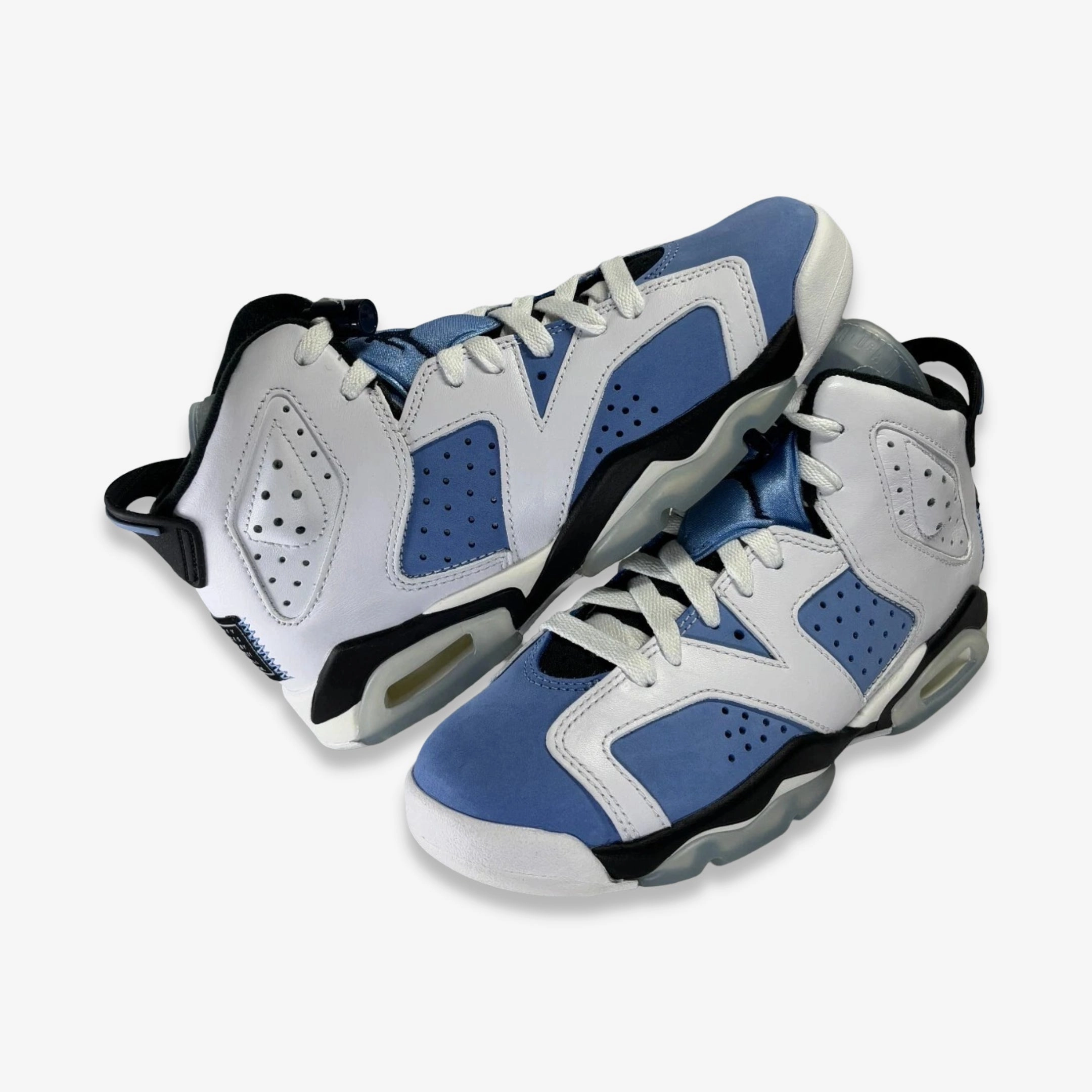 [NEW-CONDITIONAL: Size 4Y / 5.5W] (GS) Air Jordan 6 Retro 'White / UNC University Blue' (2022) 384665-410 Air Jordan 6 high-top shoes for hoop fans