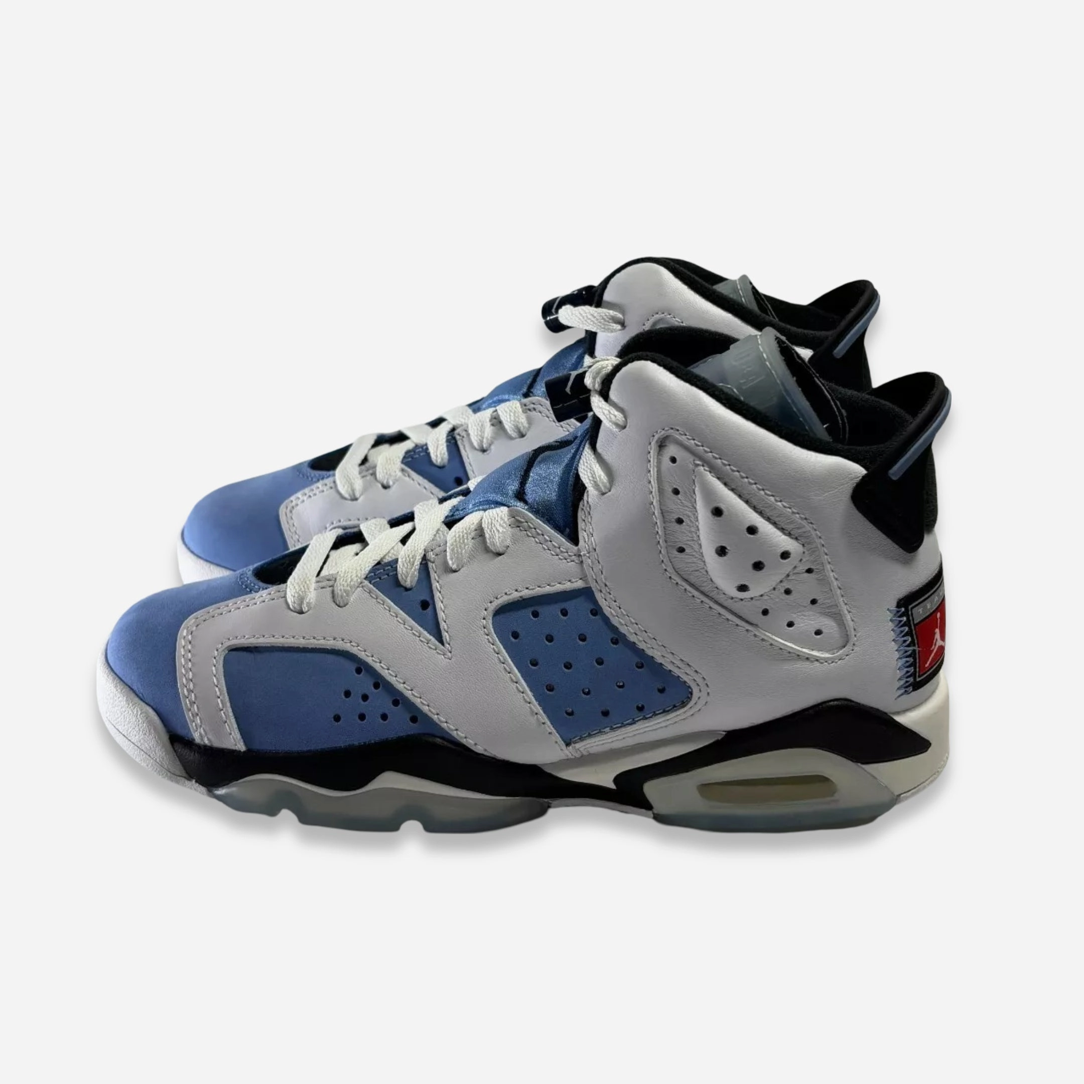 [NEW-CONDITIONAL: Size 4Y / 5.5W] (GS) Air Jordan 6 Retro 'White / UNC University Blue' (2022) 384665-410 Air Jordan 6 Classic High-Top Sneakers