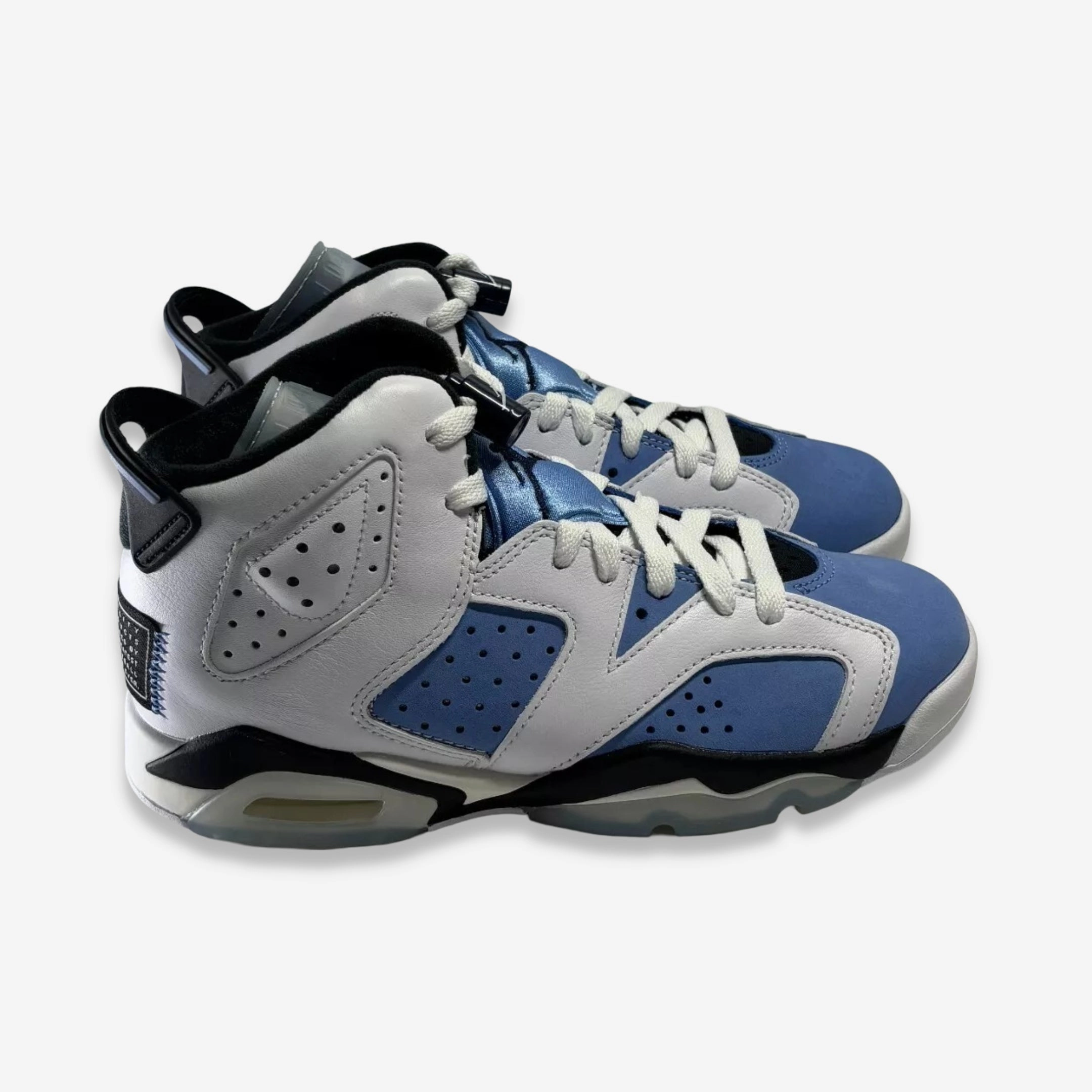 [NEW-CONDITIONAL: Size 4Y / 5.5W] (GS) Air Jordan 6 Retro 'White / UNC University Blue' (2022) 384665-410 Air Jordan 6 Classic High-Top Sneakers
