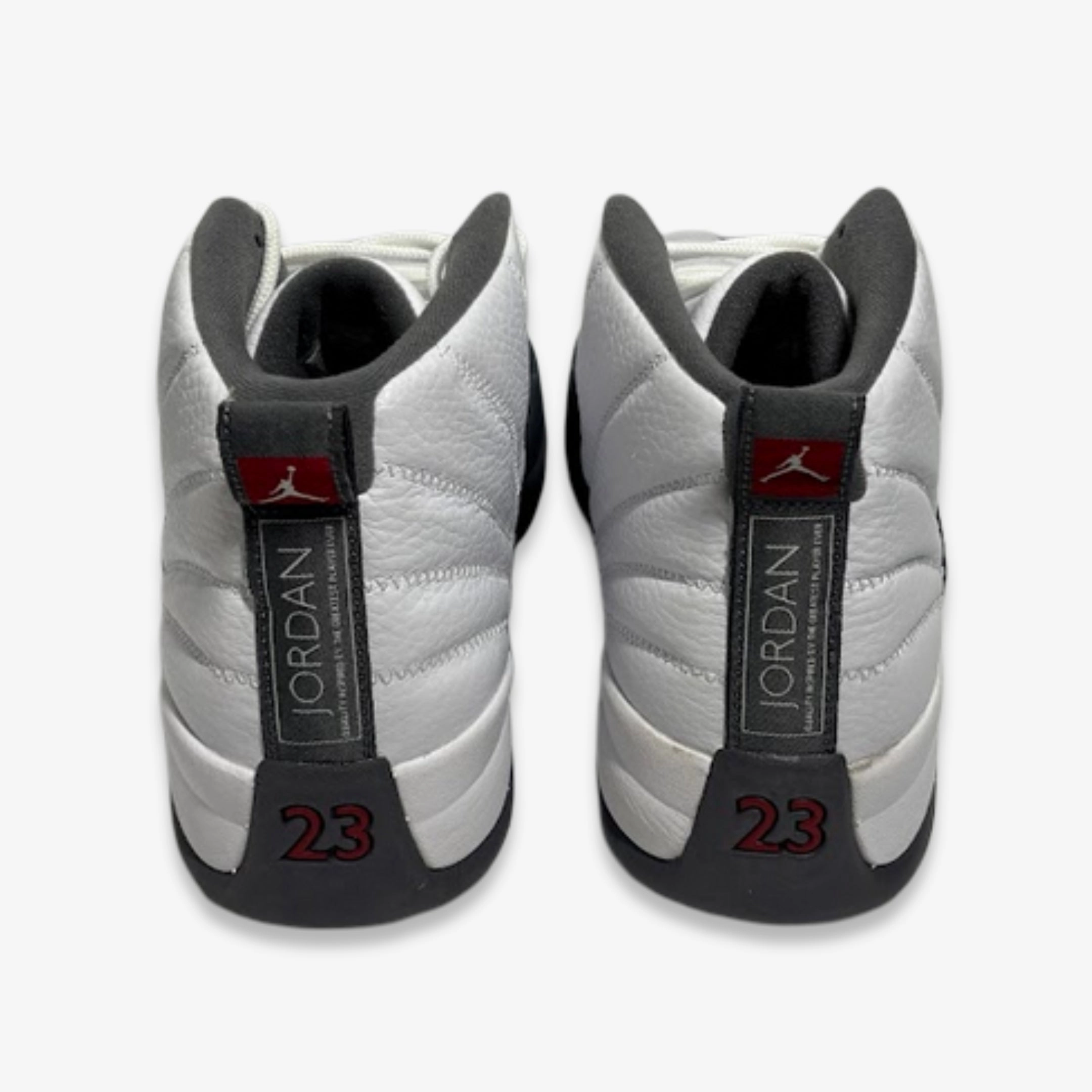 [PRE-LOVED: Size 10.5M / 12W] (Men's) Air Jordan 12 Retro 'White / Dark Grey' (2019) 130690-160 Air Jordan 12 Game-Ready Sneakers