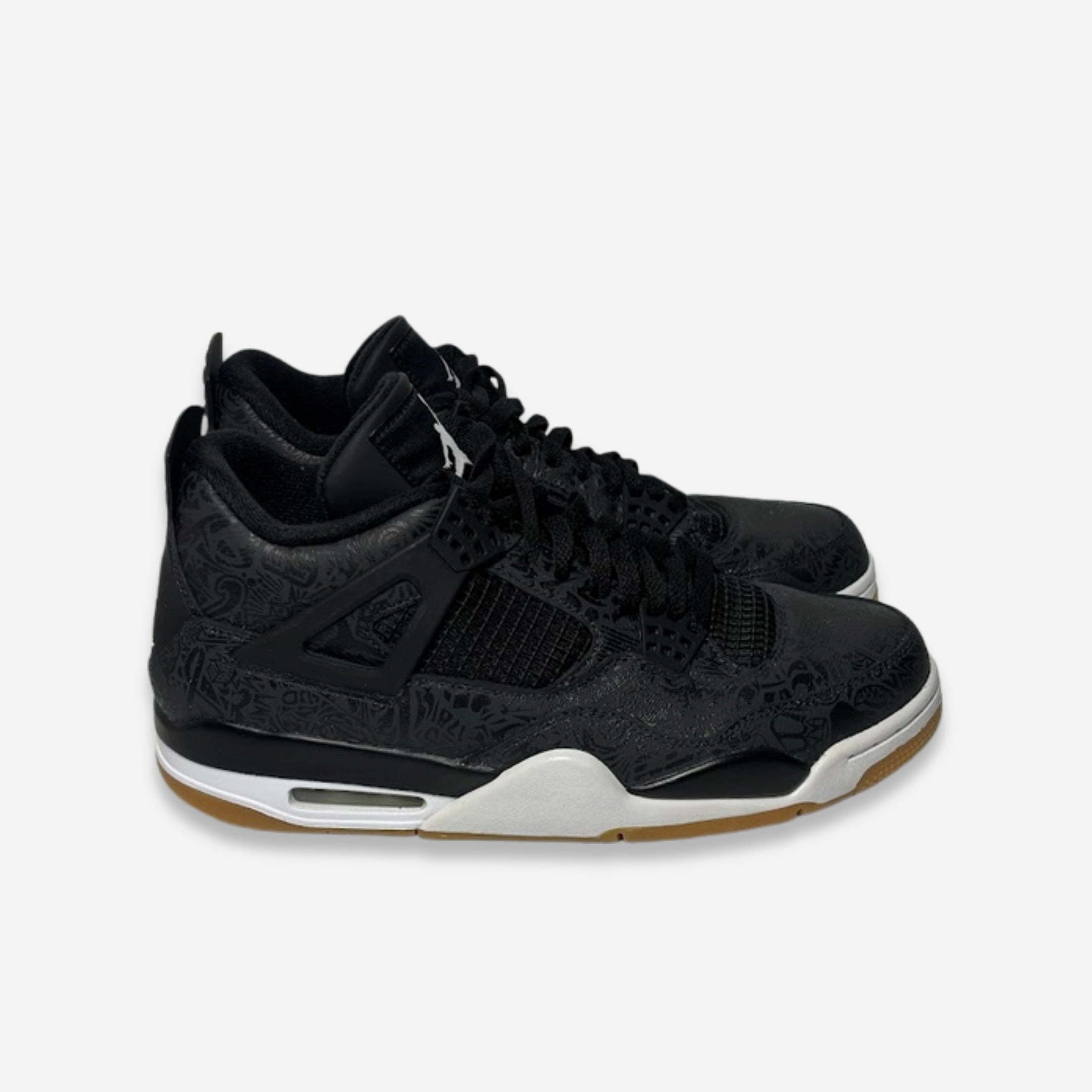 [PRE-LOVED: Size 10.5M / 12W] (Men's) Air Jordan 4 Retro SE 'Laser Black / Gum' (2019) CI1184-001 Air Jordan 4 Visible Air Unit Sneakers
