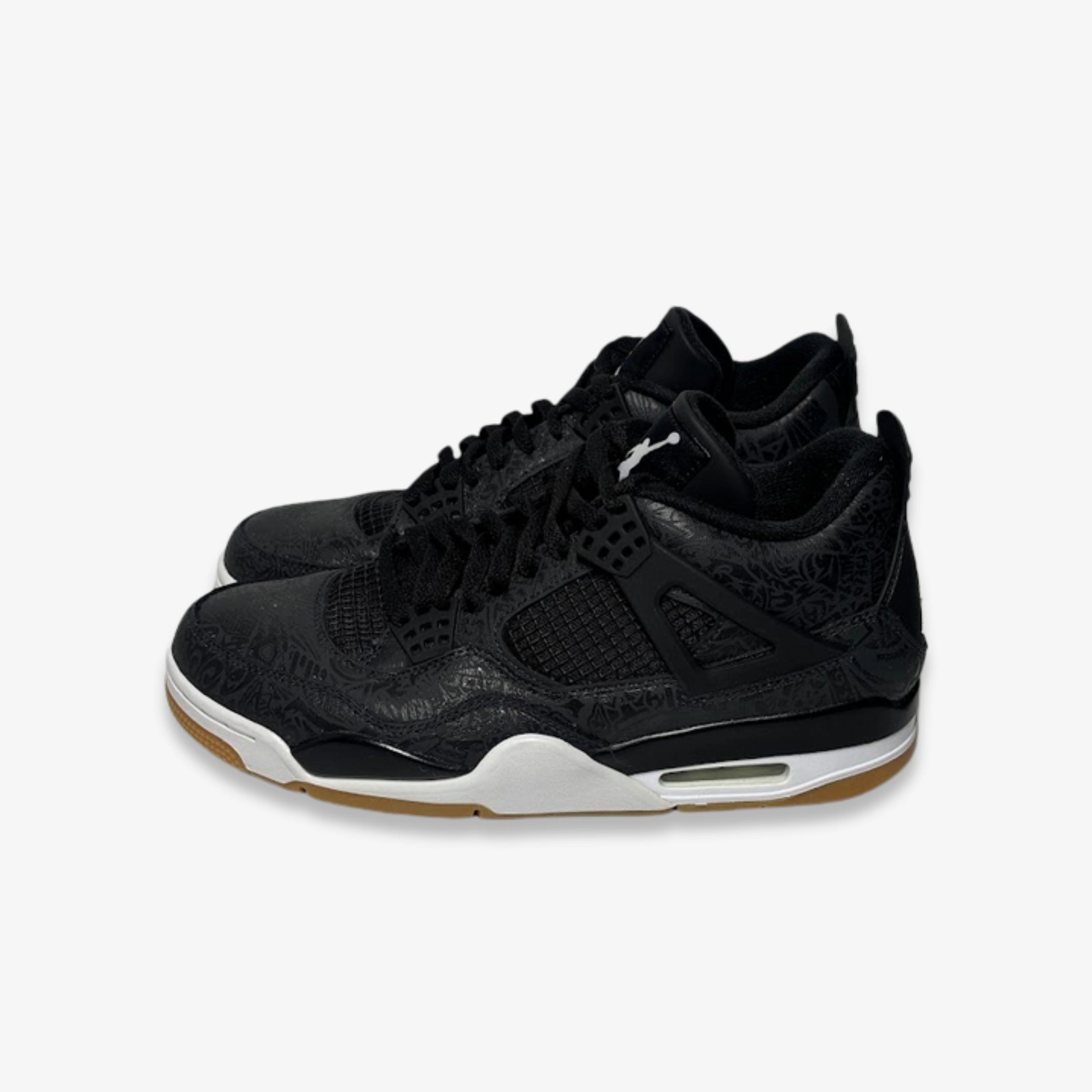 [PRE-LOVED: Size 10.5M / 12W] (Men's) Air Jordan 4 Retro SE 'Laser Black / Gum' (2019) CI1184-001 Air Jordan 4 Visible Air Unit Sneakers