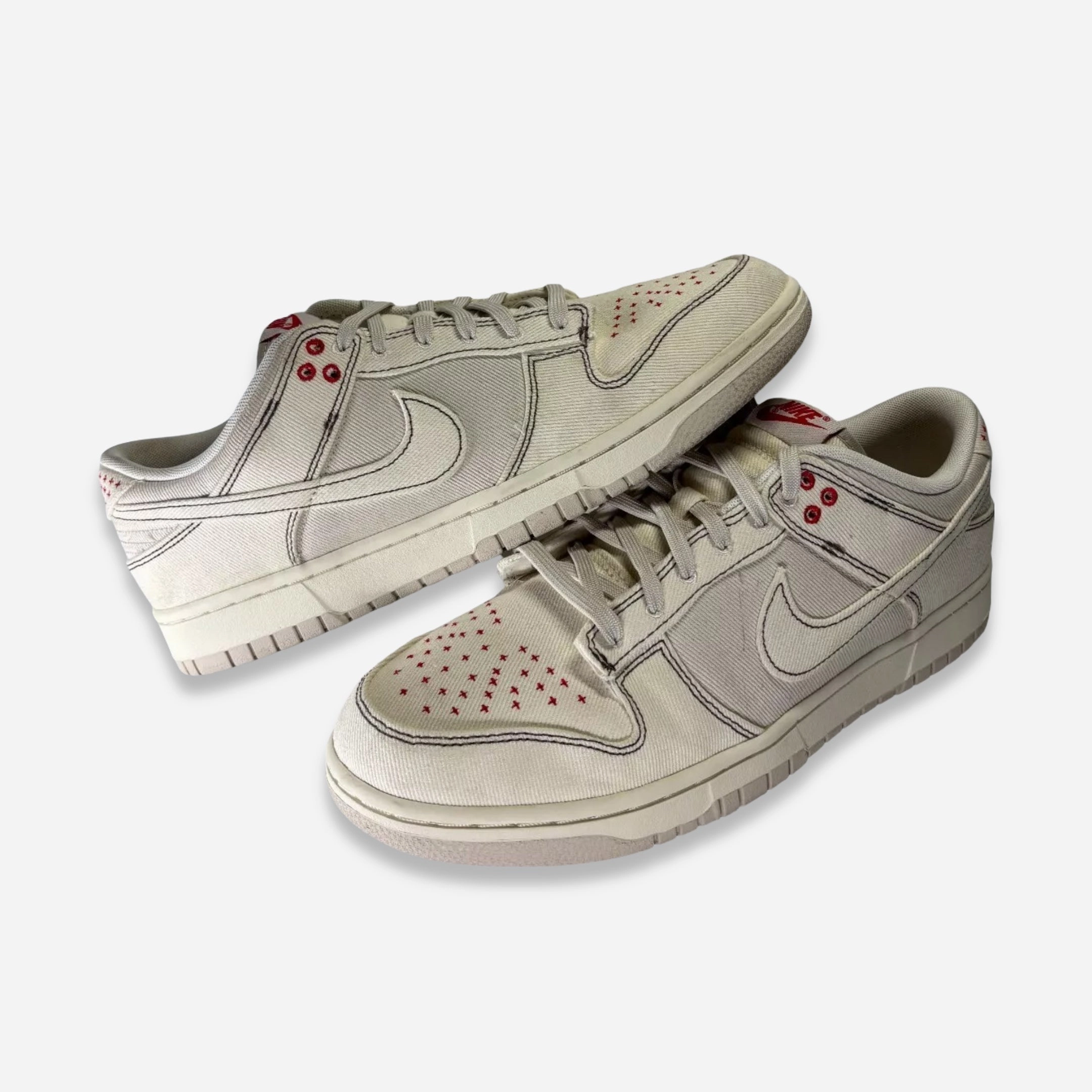 [PRE-LOVED: Size 12.5M / 14W] (Men's) Nike Dunk Low Retro SE 'Sashiko Denim Light Orewood Brown' (2023) DV0834-100 Dunk Low shoes