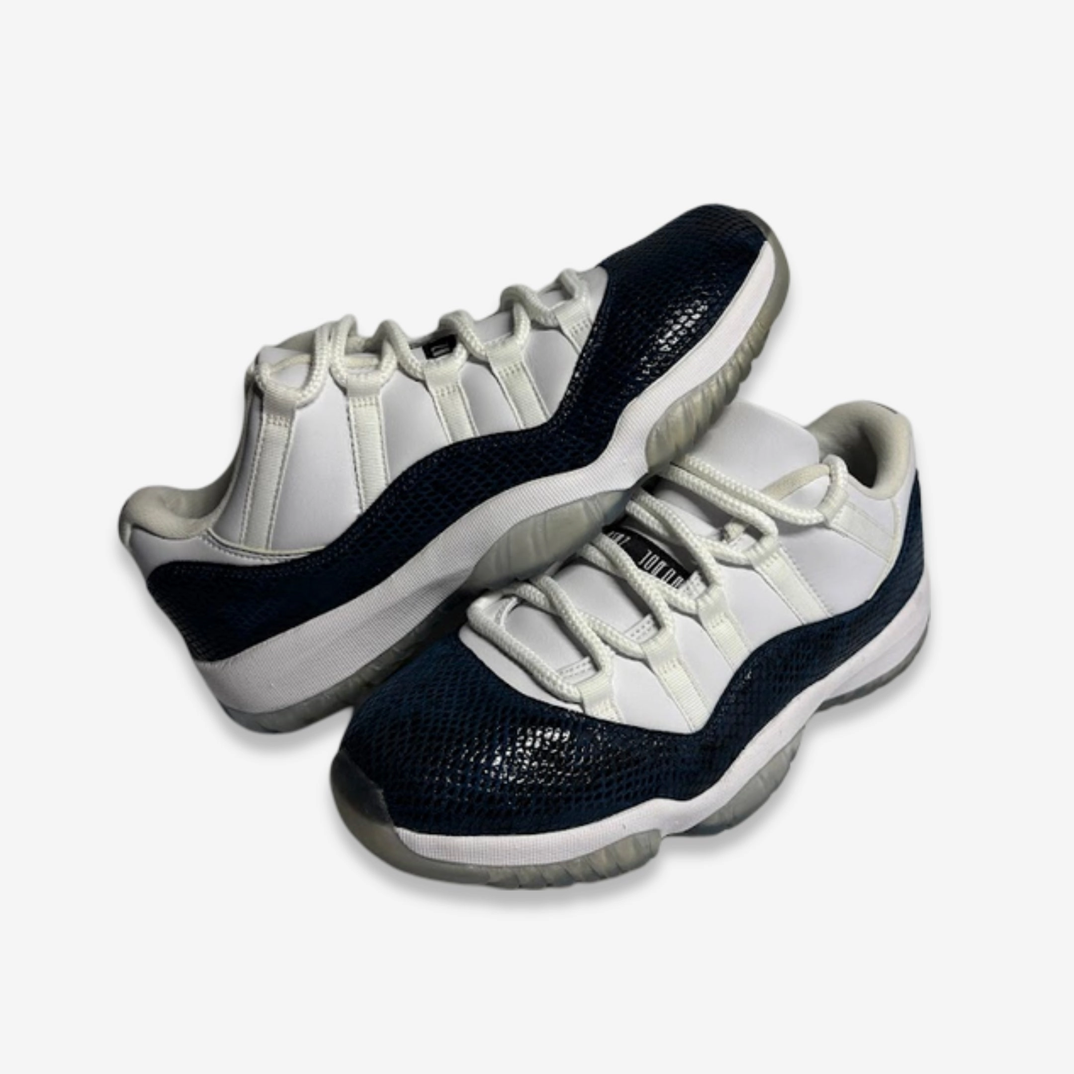[PRE-LOVED: Size 8.5M / 10W]  (Men's) Air Jordan 11 Retro Low LE 'Navy Snakeskin' (2019) CD6846-102 Air Jordan 11 basketball shoes with patent look