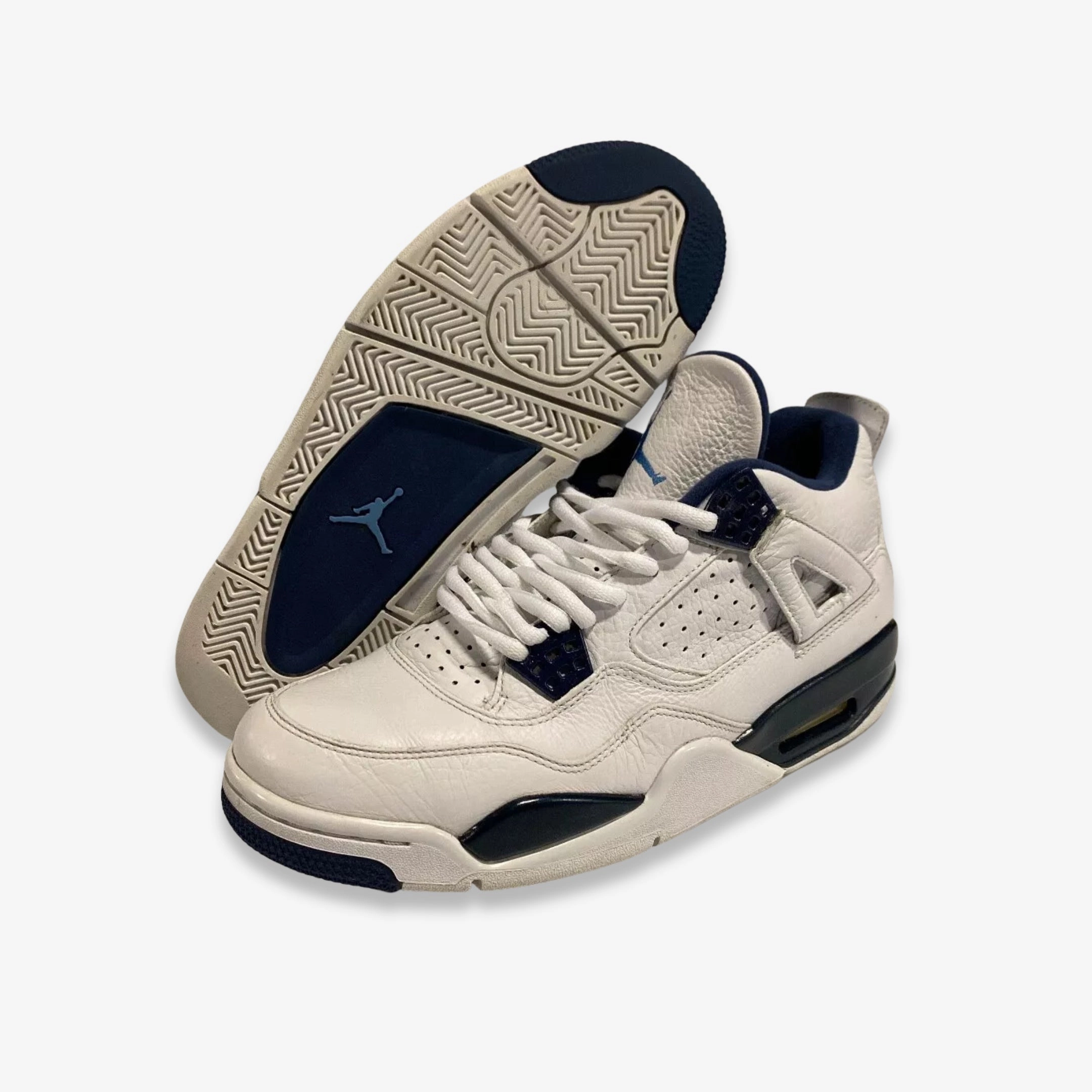 [PRE-LOVED: Size 8.5M / 10W] (Men's) Air Jordan 4 Retro LS 'Columbia' (2015) 314254-107 Air Jordan 4 sneakers with visible air unit