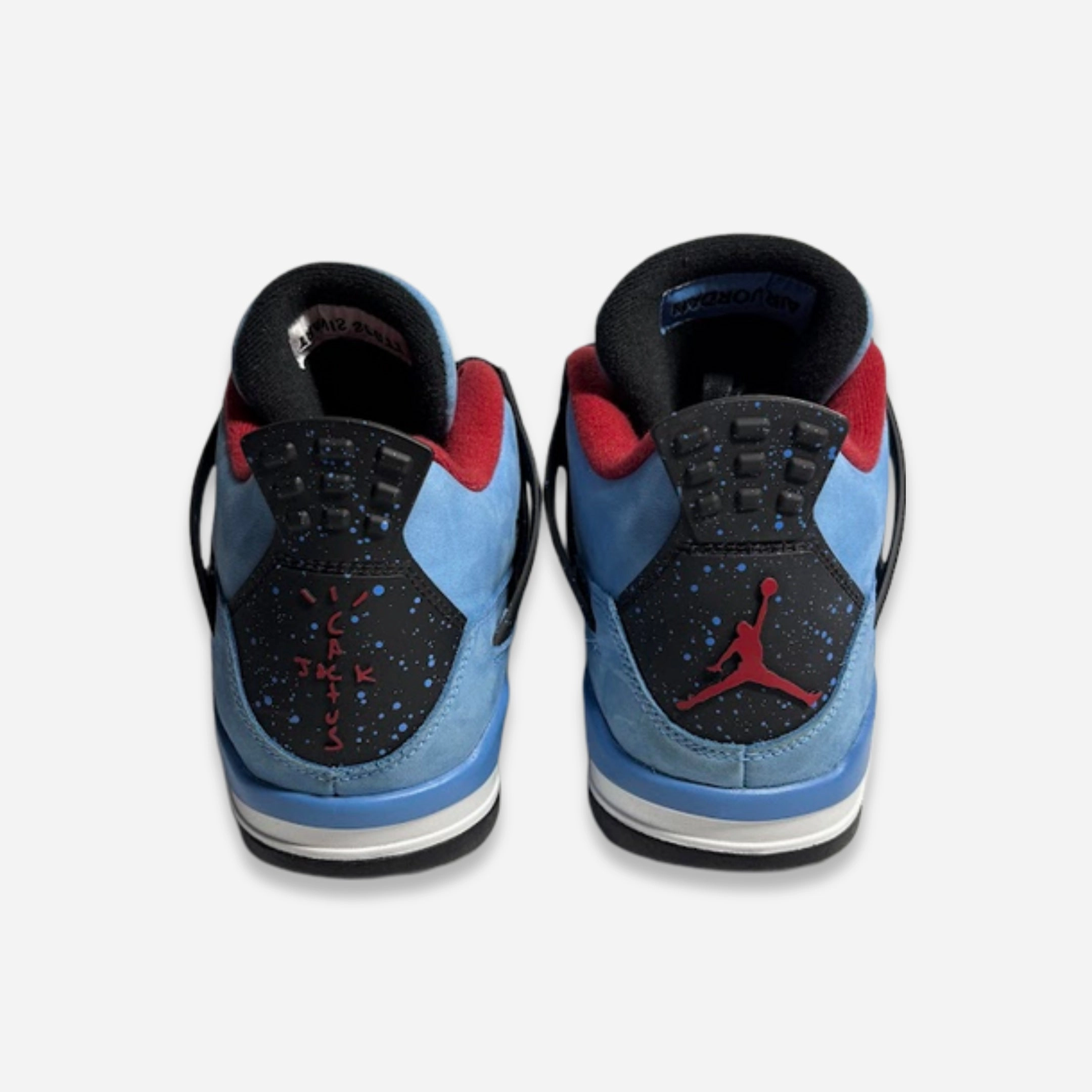 [PRE-LOVED: Size 8.5M / 10W] (Men's) Air Jordan 4 Retro x Travis Scott 'Cactus Jack UNC University Blue' (2018) 308497-406 Air Jordan 4 Visible Air Unit Sneakers