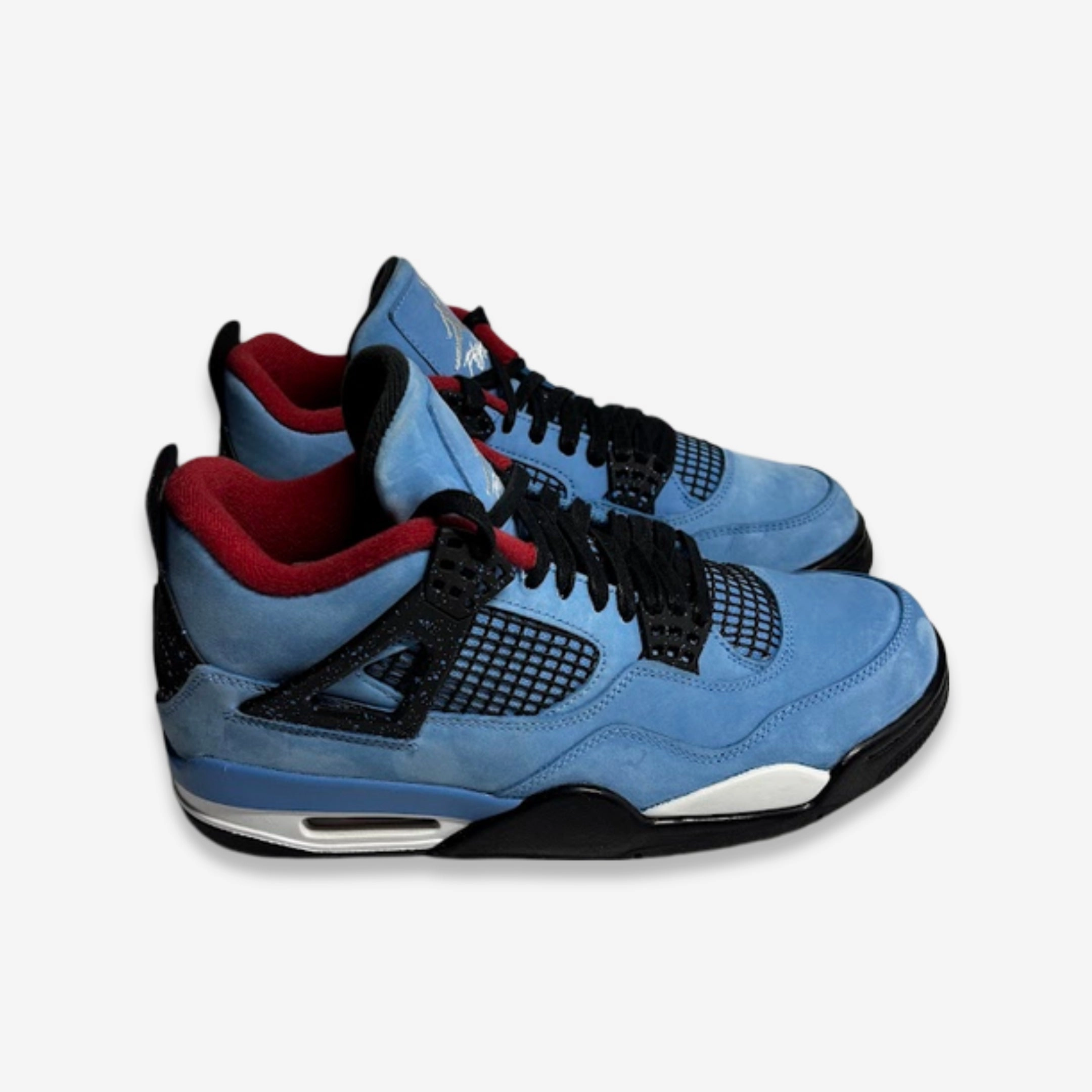 [PRE-LOVED: Size 8.5M / 10W] (Men's) Air Jordan 4 Retro x Travis Scott 'Cactus Jack UNC University Blue' (2018) 308497-406 Air Jordan 4 Visible Air Unit Sneakers