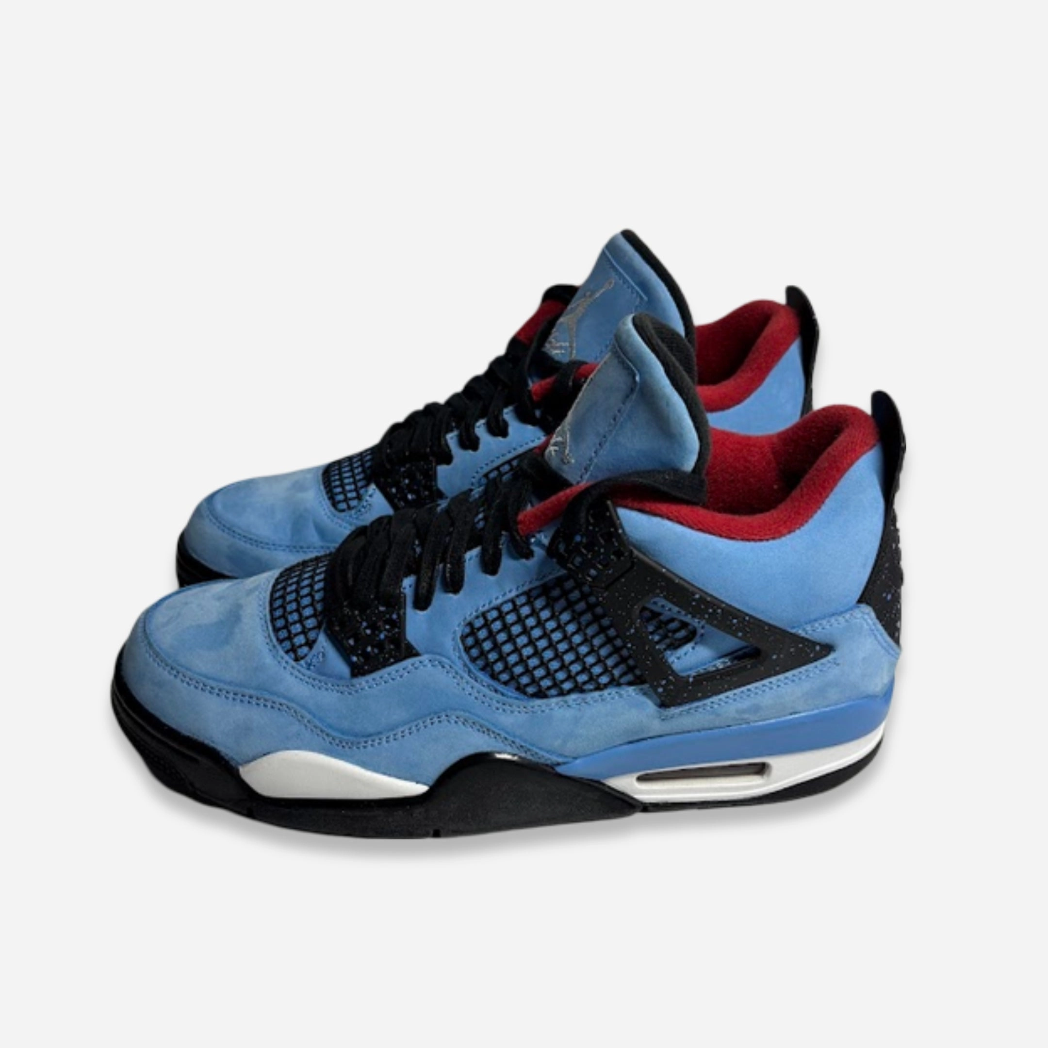 [PRE-LOVED: Size 8.5M / 10W] (Men's) Air Jordan 4 Retro x Travis Scott 'Cactus Jack UNC University Blue' (2018) 308497-406 Air Jordan 4 Visible Air Unit Sneakers