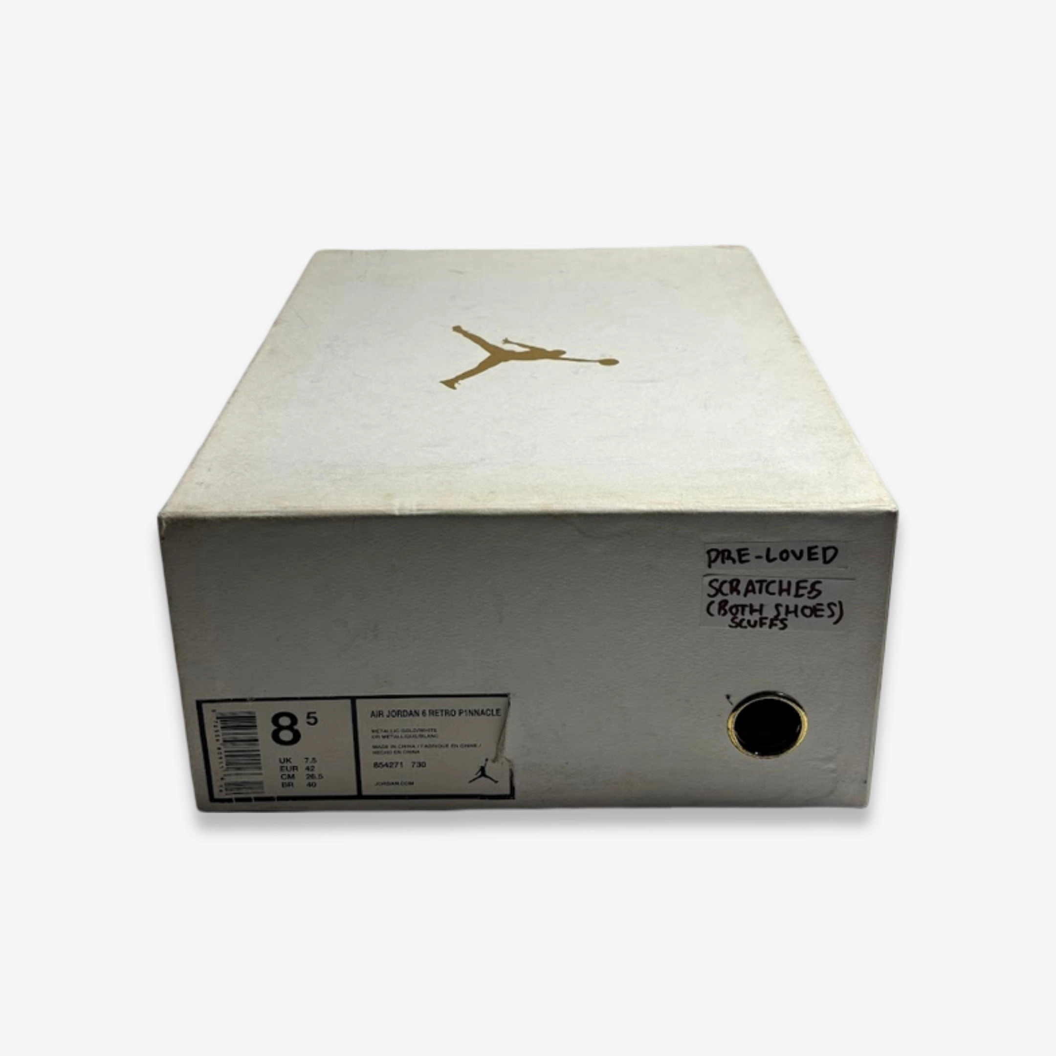 [PRE-LOVED: Size 8.5M / 10W] (Men's) Air Jordan 6 Retro Pinnacle 'Metallic Gold' (2016) 854271-730 Air Jordan 6 Classic High-Top Sneakers