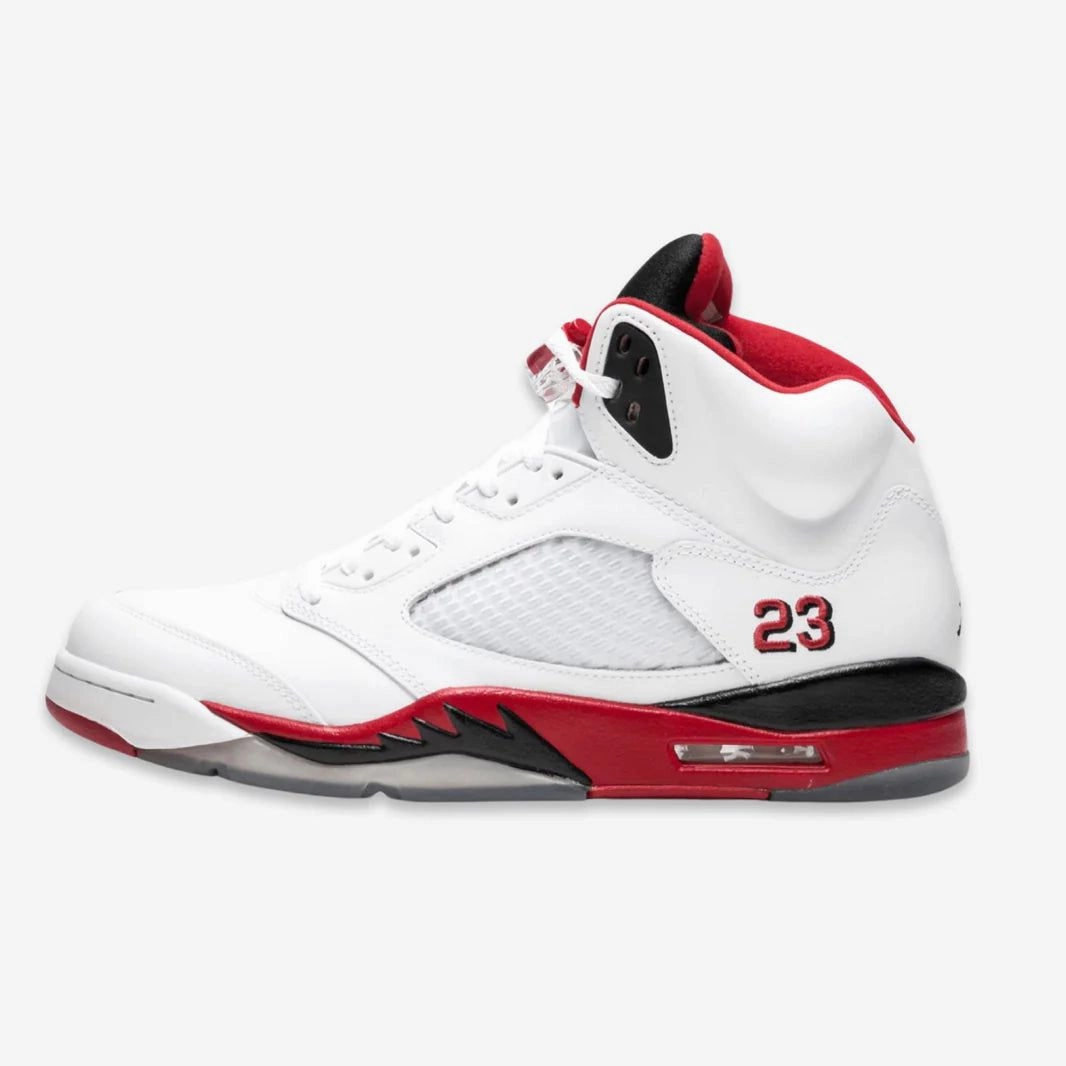 *PRE-ORDER* (Men's) Air Jordan 5 Retro OG 'Fire Red / Black Tongue' (2025) HQ7978-101 Air Jordan 5 shoes with mesh panel details