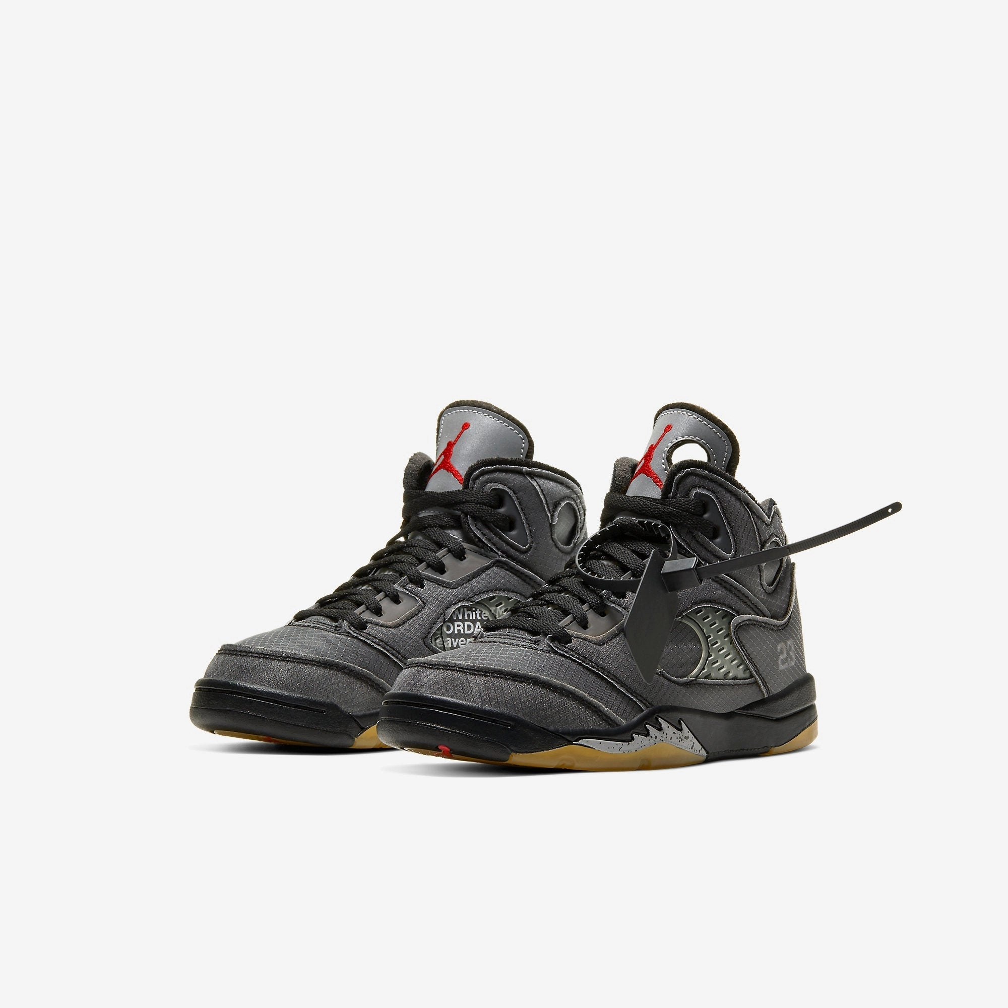 (PS) Air Jordan 5 Retro SP x Off-White 'Black / Metallic Silver' (2020) CV4827-001 Air Jordan 5 Mesh Panel Basketball Shoes