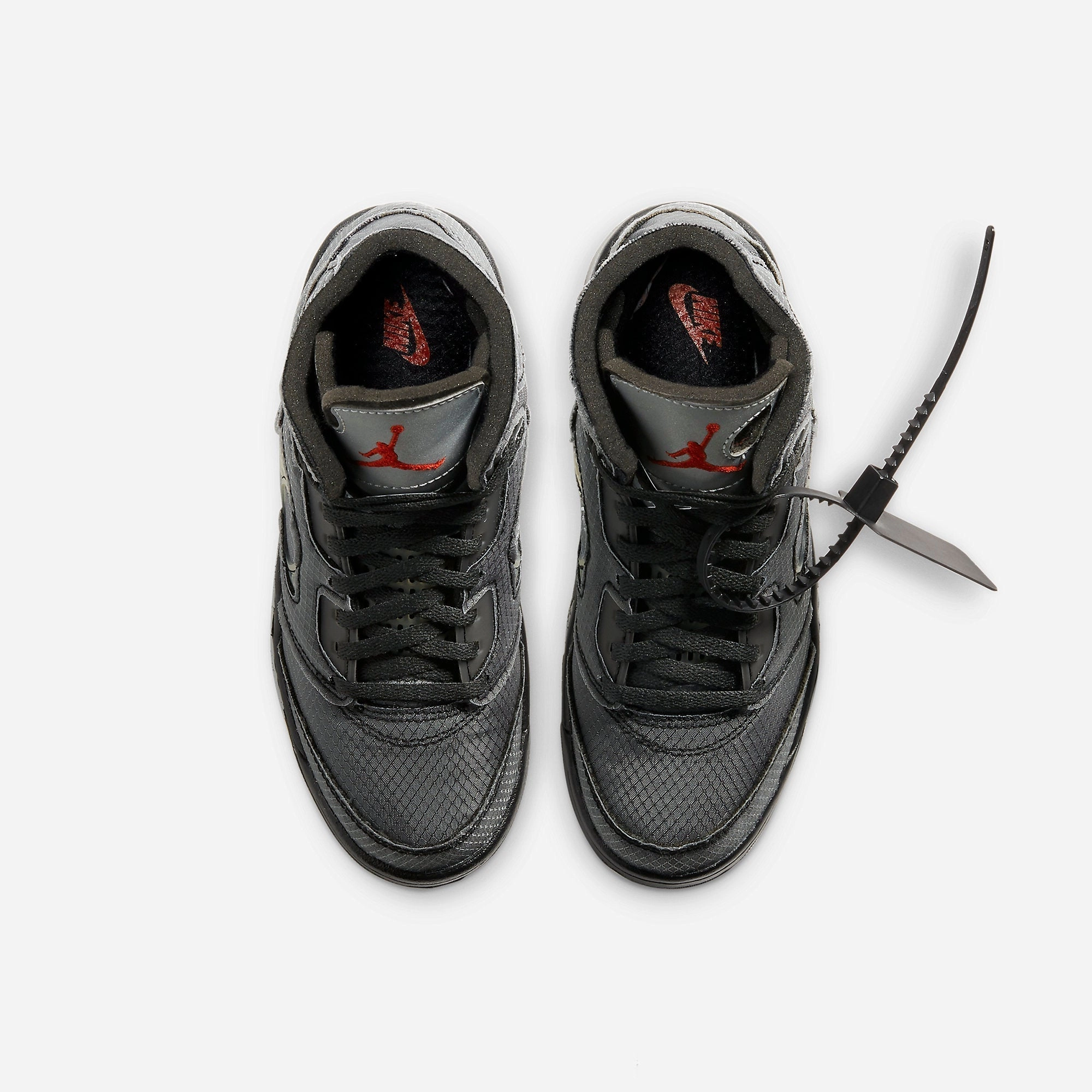 (PS) Air Jordan 5 Retro SP x Off-White 'Black / Metallic Silver' (2020) CV4827-001 Air Jordan 5 Mesh Panel Basketball Shoes