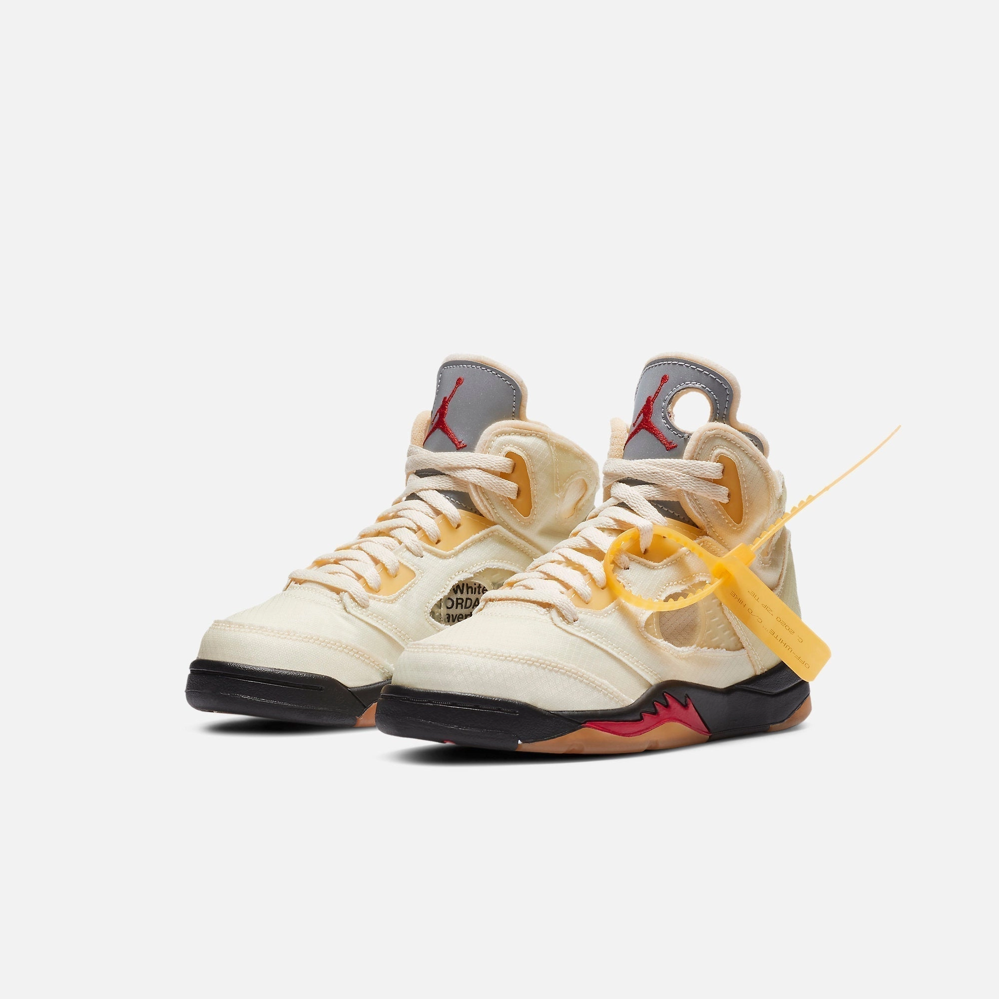 (PS) Air Jordan 5 Retro SP x Off-White 'Sail' (2020) CV4827-100 Air Jordan 5 Mesh Panel Basketball Shoes