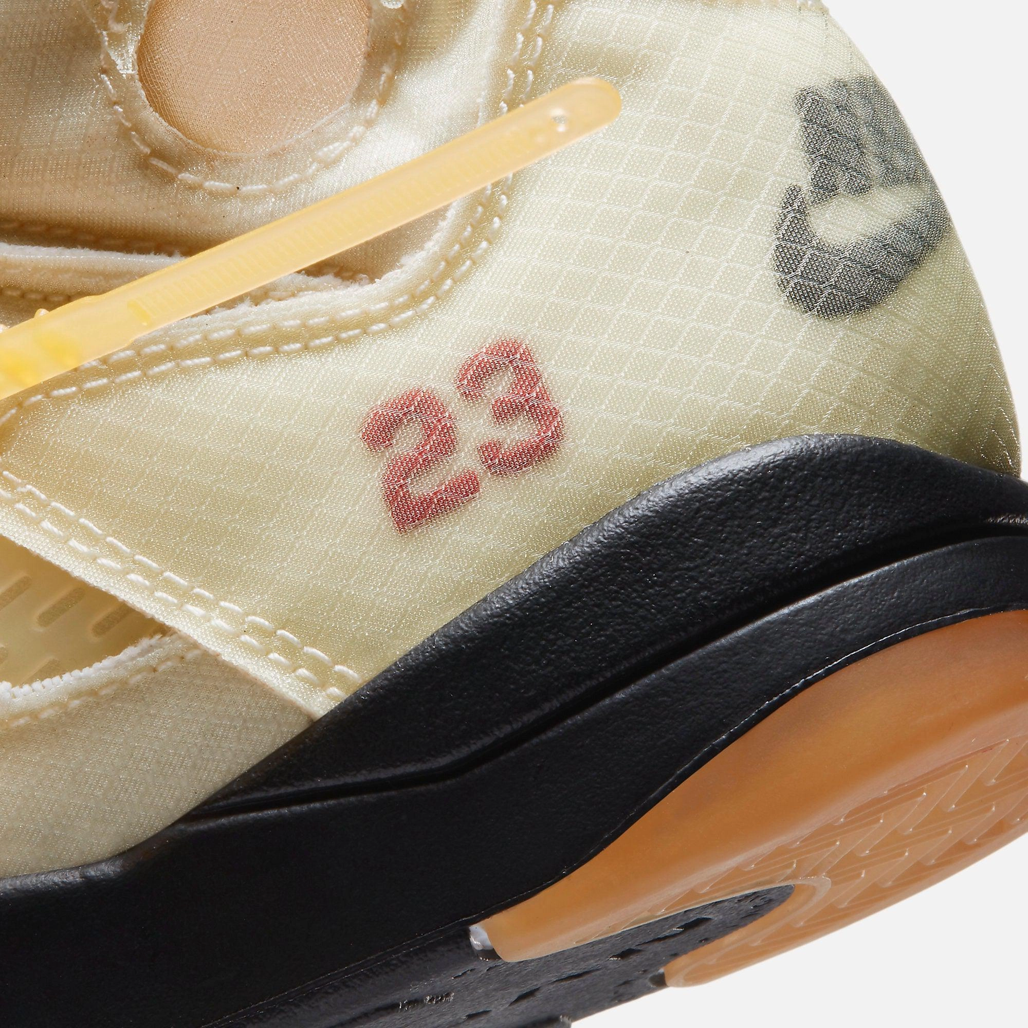 (PS) Air Jordan 5 Retro SP x Off-White 'Sail' (2020) CV4827-100 Air Jordan 5 Mesh Panel Basketball Shoes