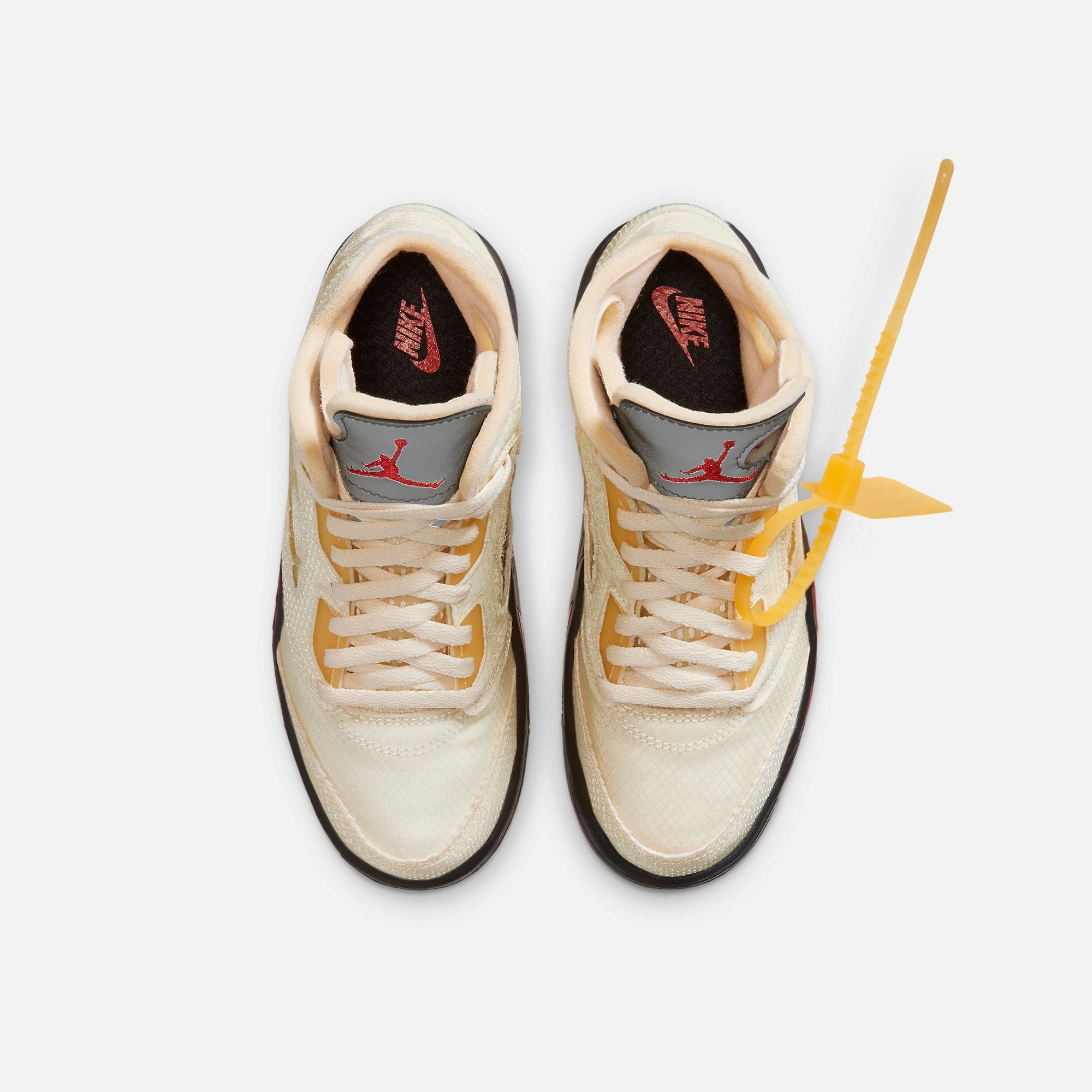 (PS) Air Jordan 5 Retro SP x Off-White 'Sail' (2020) CV4827-100 Air Jordan 5 Mesh Panel Basketball Shoes