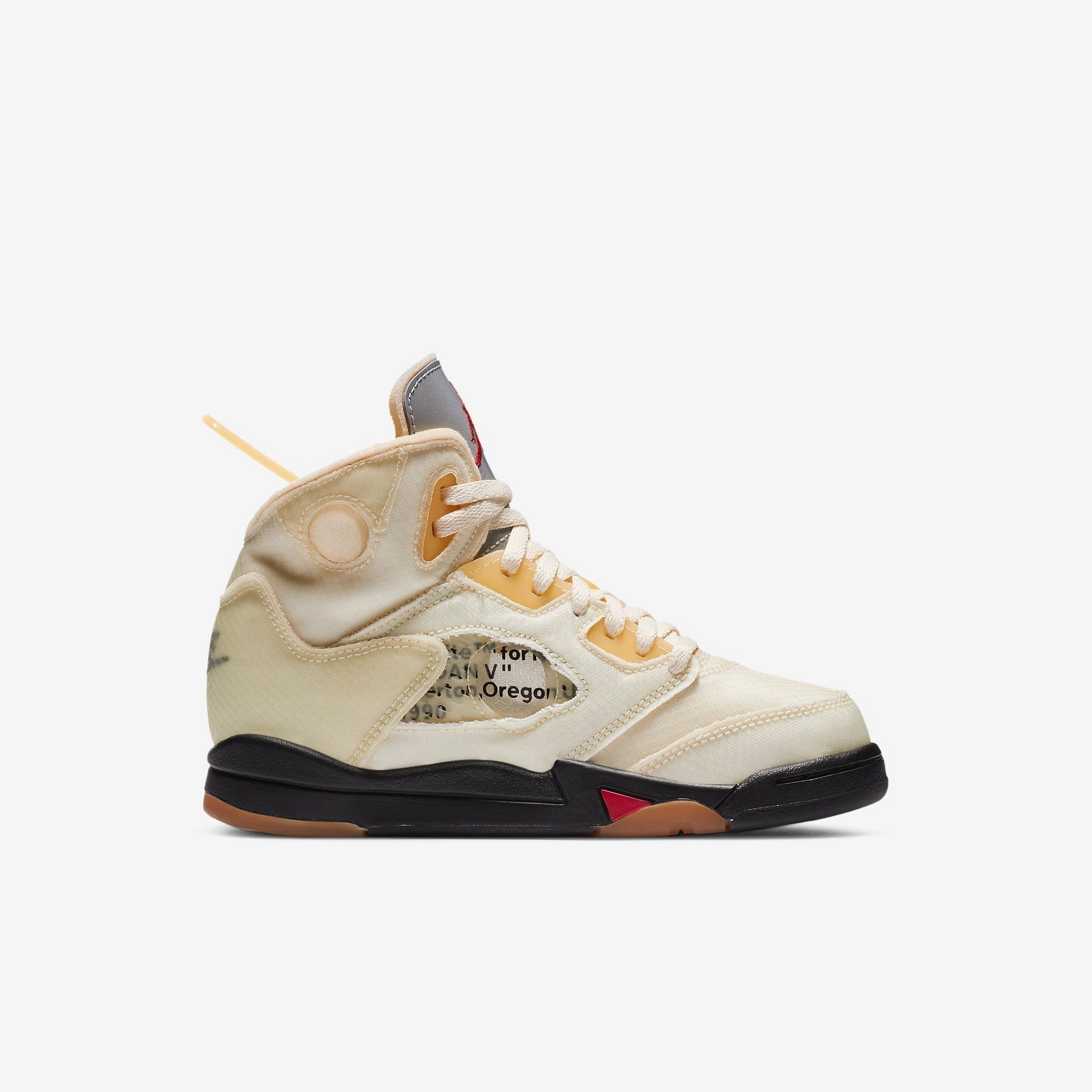 (PS) Air Jordan 5 Retro SP x Off-White 'Sail' (2020) CV4827-100 Air Jordan 5 Mesh Panel Basketball Shoes