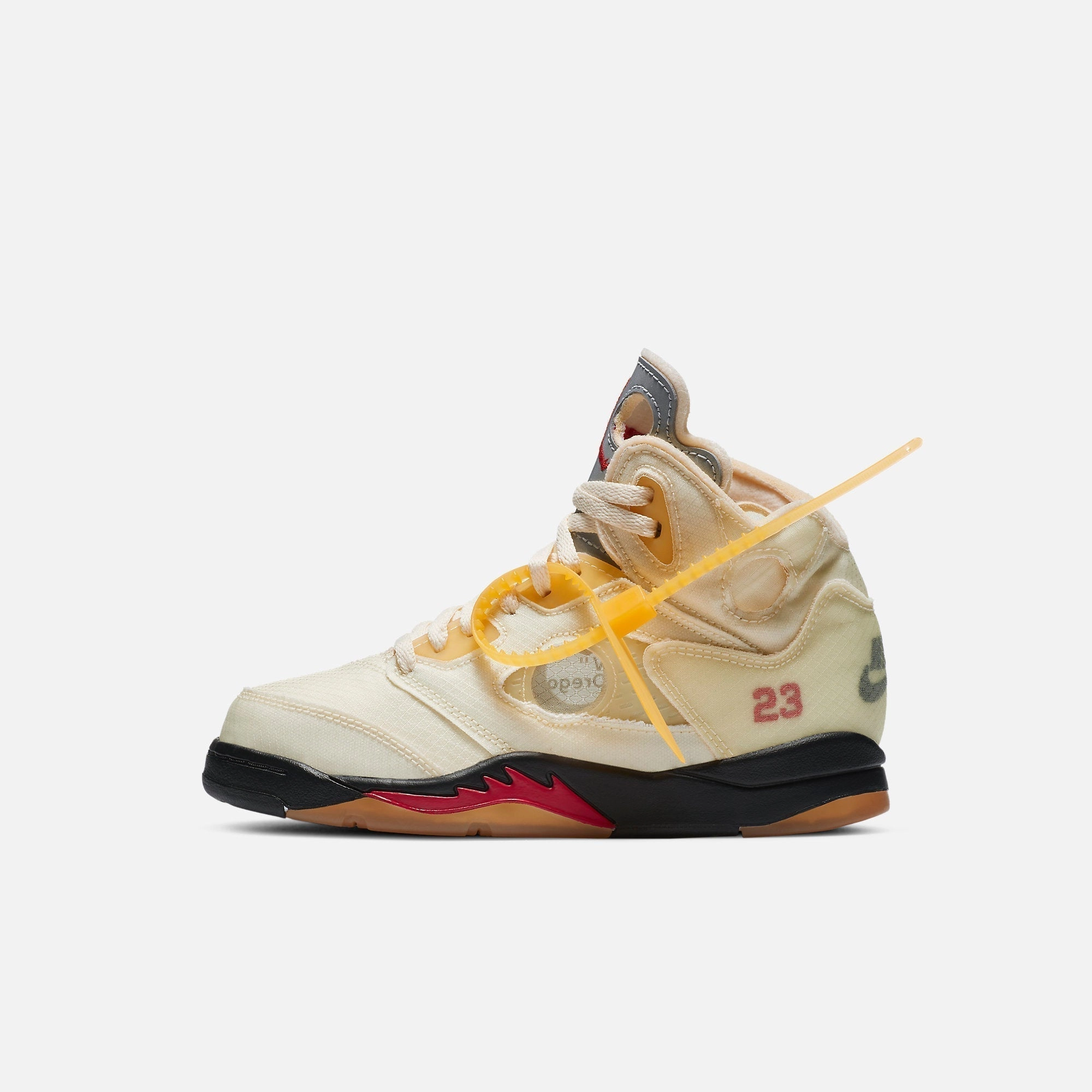(PS) Air Jordan 5 Retro SP x Off-White 'Sail' (2020) CV4827-100 Air Jordan 5 shoes with mesh panel details