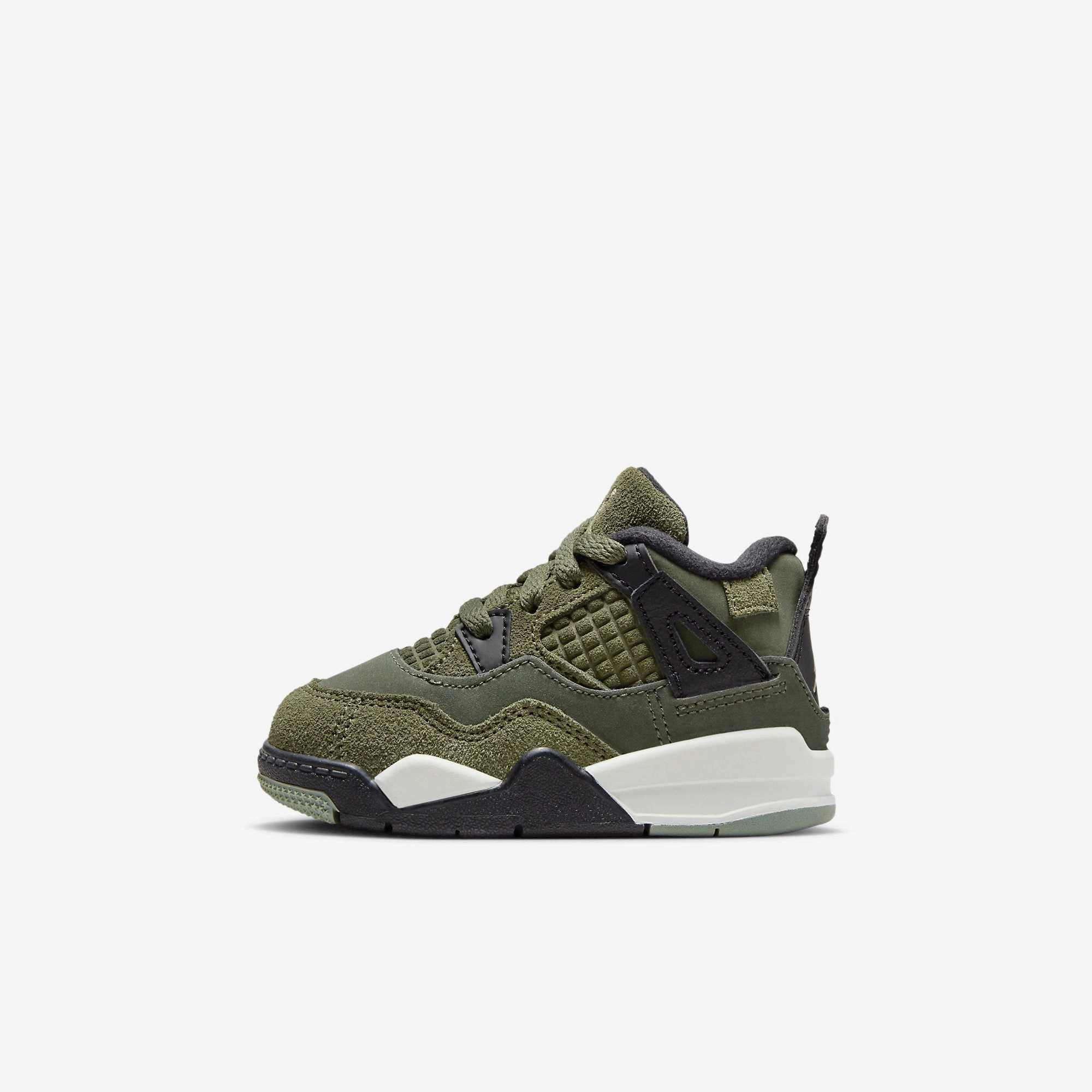 (TD) Air Jordan 4 Retro SE Craft 'Medium Olive Canvas' (2023) FB9930-200 Air Jordan 4 sneakers with visible air unit