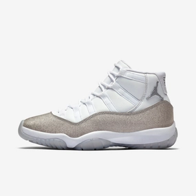 (Women's) Air Jordan 11 Retro 'Metallic Silver / Glitter' (2019) AR0715-100 Air Jordan 11 basketball shoes with patent look
