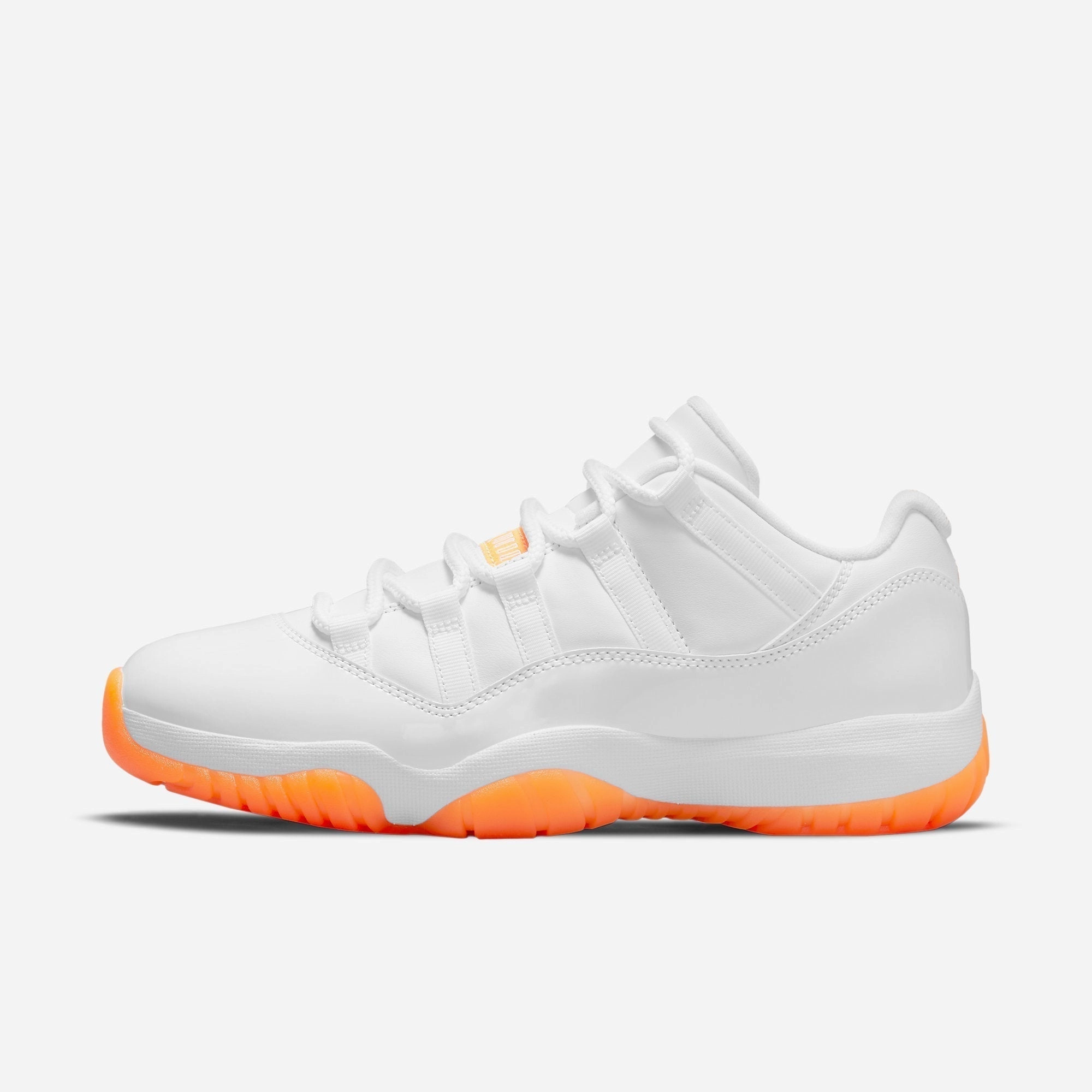 (Women's) Air Jordan 11 Retro Low 'Bright Citrus' (2021) AH7860-139 Air Jordan 11 basketball shoes with patent look