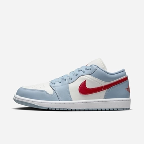 (Women's) Air Jordan 1 Low 'Blue Whisper / Dune Red' (2024) DC0774-164 Authentic Air Jordan 1 in premium leather