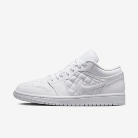 (Women's) Air Jordan 1 Low 'Triple White Quilted' (2020) DB6480-100 Authentic Air Jordan 1 in premium leather