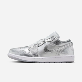 (Women's) Air Jordan 1 Low SE 'Metallic Silver' (2024) FN5030-001 Authentic Air Jordan 1 in premium leather