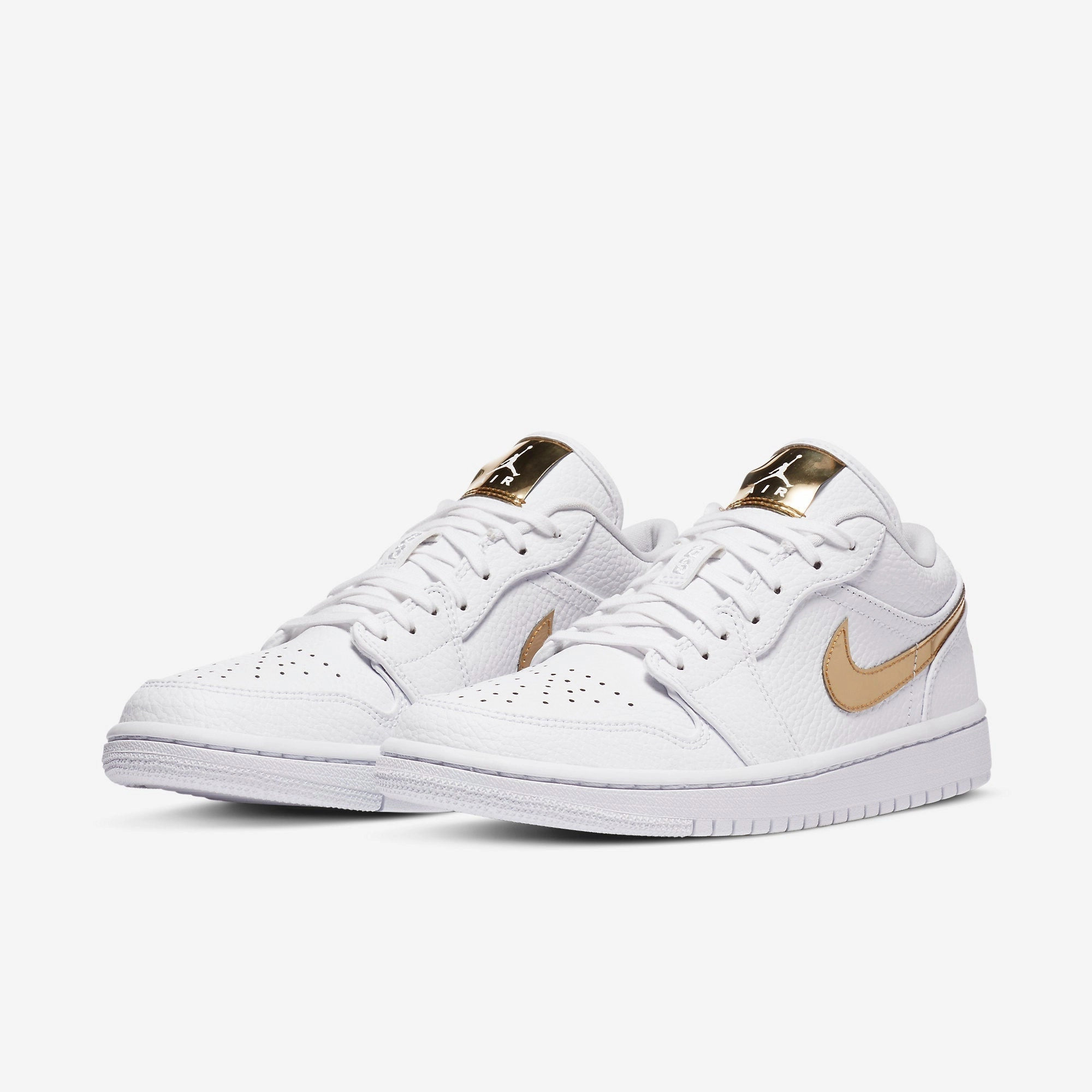 (Women's) Air Jordan 1 Low SE 'White / Metallic Gold' (2020) CZ4776-100 Air Jordan 1 Signature Look Sneakers