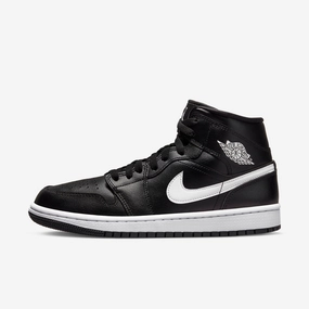 (Women's) Air Jordan 1 Mid 'Black / White' (2023) DV0991-001 Authentic Air Jordan 1 in premium leather