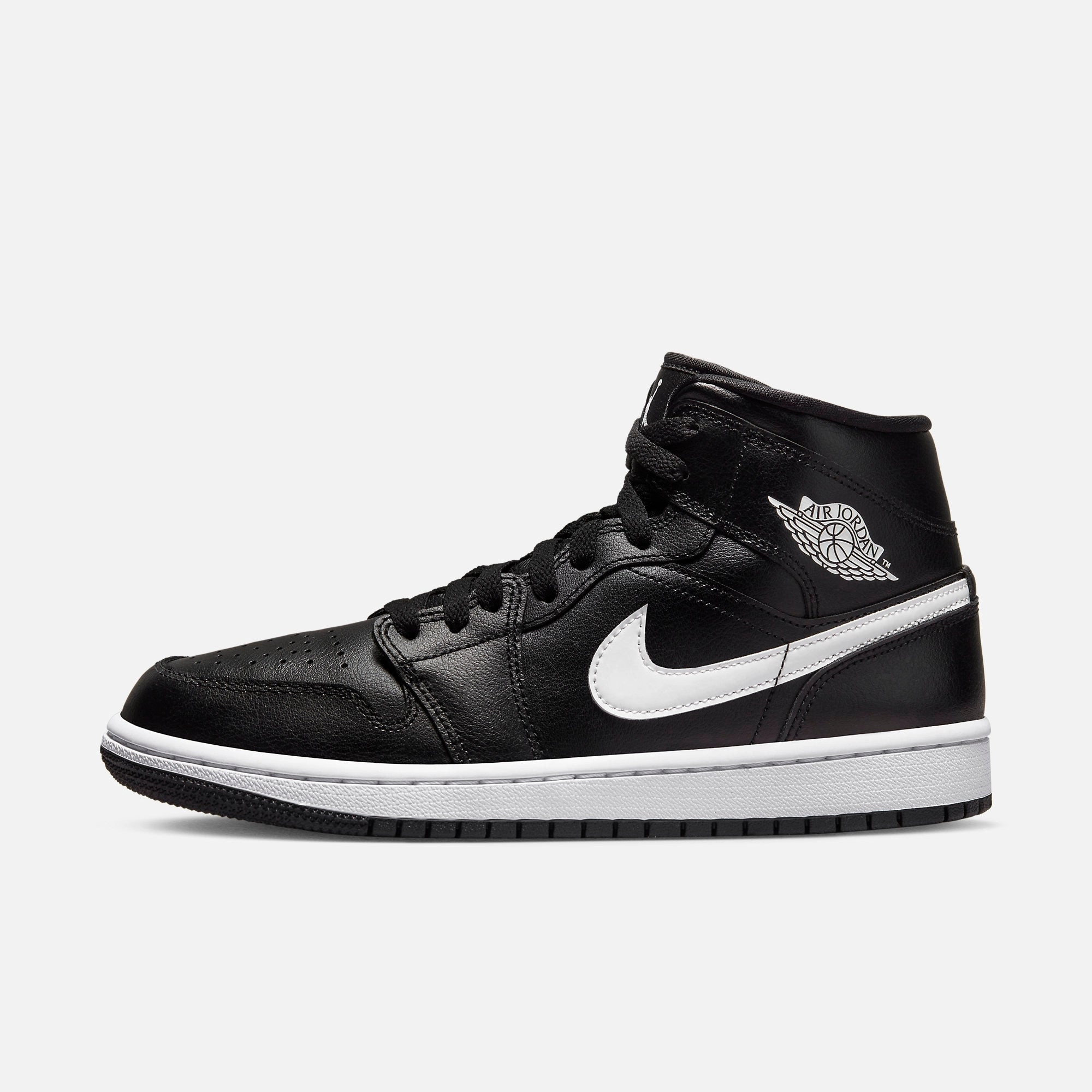 (Women's) Air Jordan 1 Mid 'Black / White' (2023) DV0991-001 Authentic Air Jordan 1 in premium leather