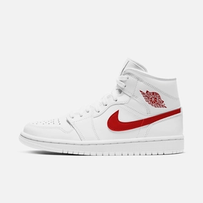 (Women's) Air Jordan 1 Mid 'White / University Red' (2020) BQ6472-106 Stylish Air Jordan 1 in classic design