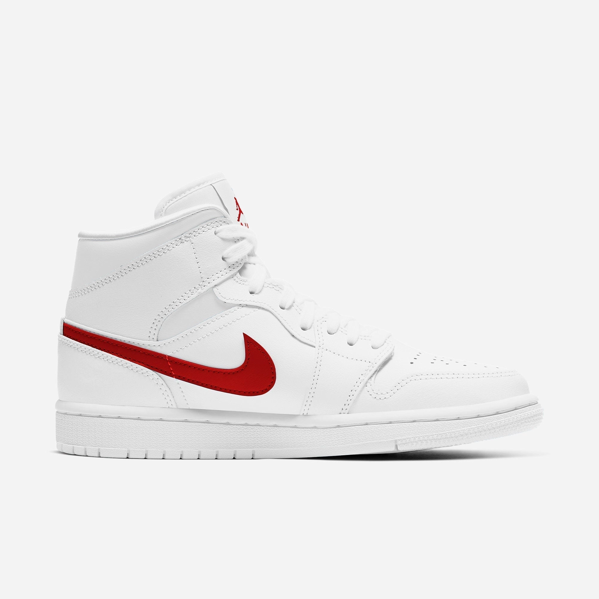 (Women's) Air Jordan 1 Mid 'White / University Red' (2020) BQ6472-106 Air Jordan 1 Signature Look Sneakers