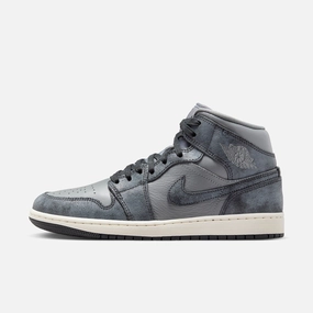 (Women's) Air Jordan 1 Mid SE 'Distressed Smoke Grey' (2024) FJ3448-001 Authentic Air Jordan 1 in premium leather