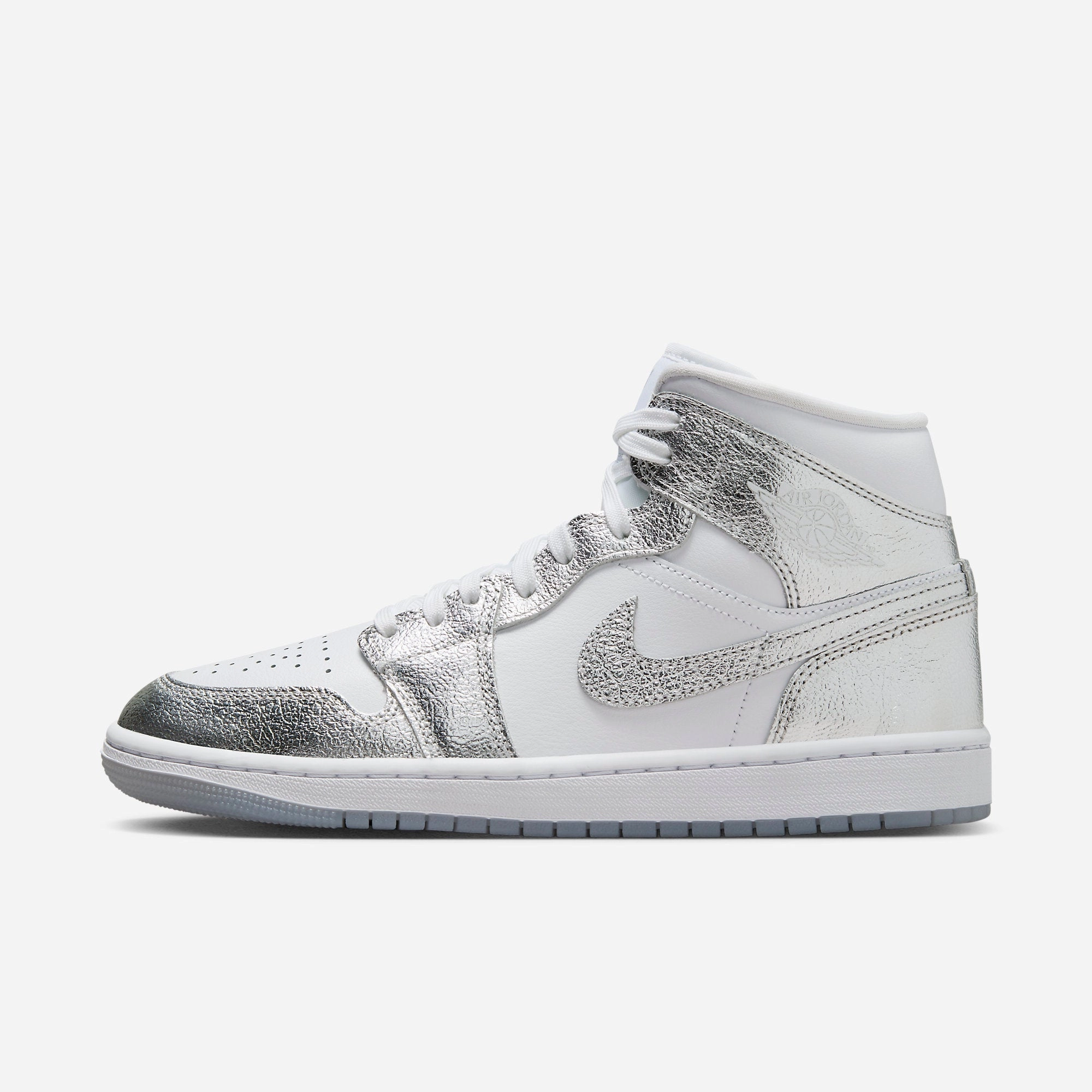 (Women's) Air Jordan 1 Mid SE 'Metallic Silver' (2024) FN5031-100 Authentic Air Jordan 1 in premium leather