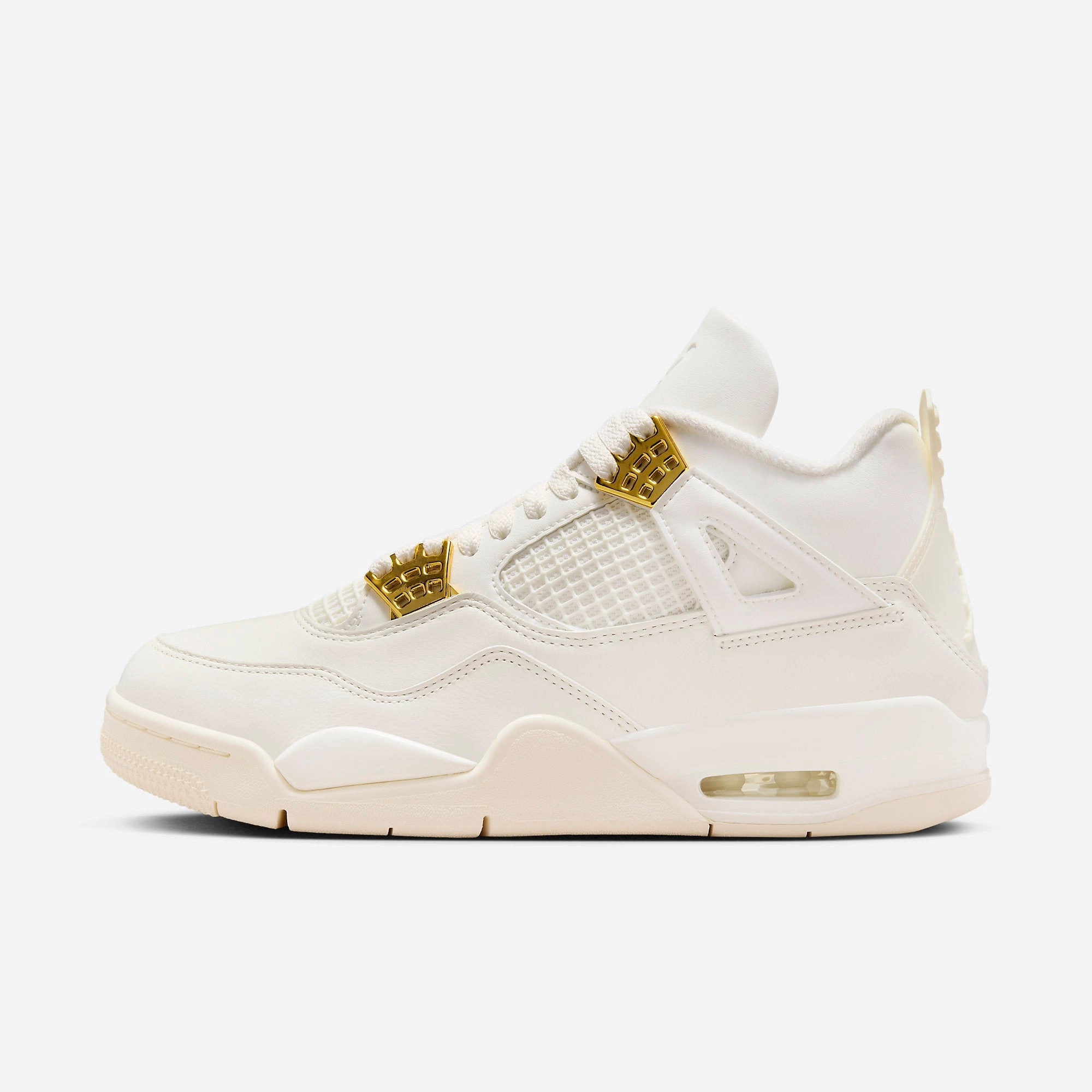 (Women's) Air Jordan 4 Retro 'Metallic Gold' (2024) AQ9129-170 Air Jordan 4 sneakers with visible air unit
