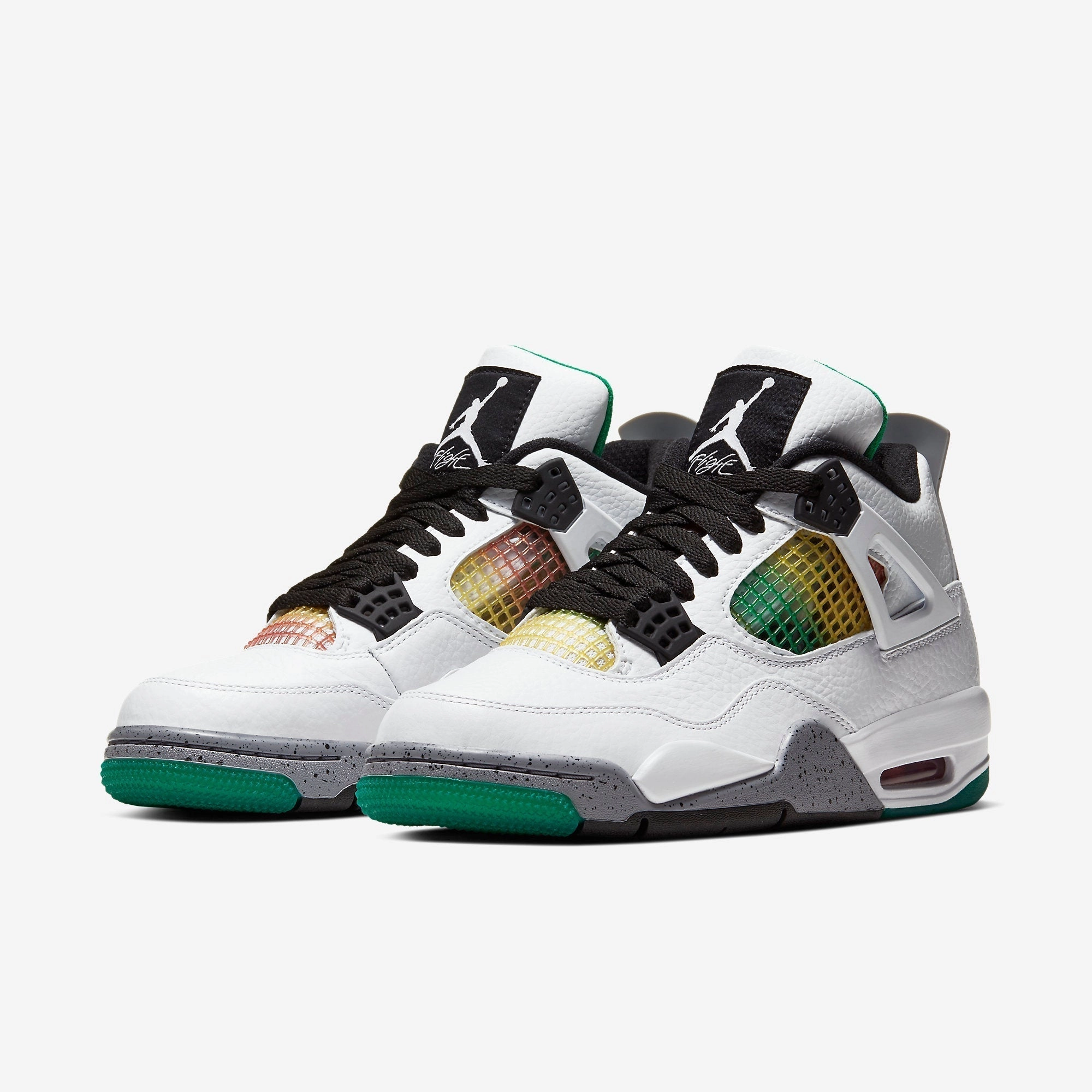 (Women's) Air Jordan 4 Retro 'Rasta Carnival' (2020) AQ9129-100 Air Jordan 4 Visible Air Unit Sneakers