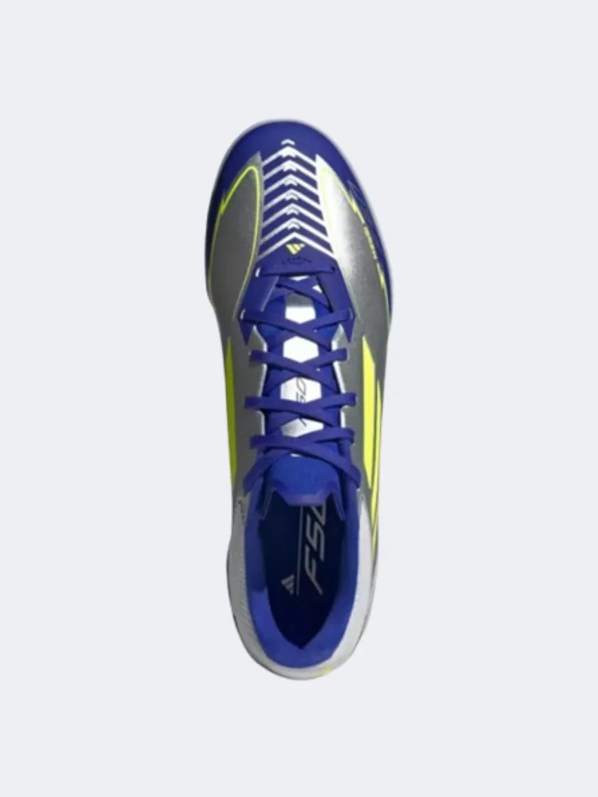 Adidas F50 League Tf Messi Men Football Shoes Silver/Yellow/Blue Mens Urban Style Comfort Shoes