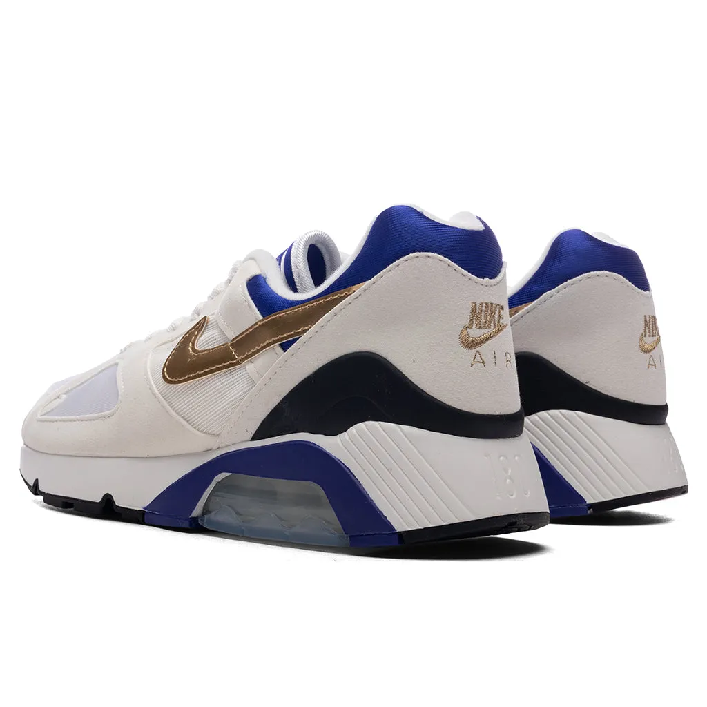 Air 180 - Summit White/Metallic Gold/Concord Nike Bold Logo Sneakers