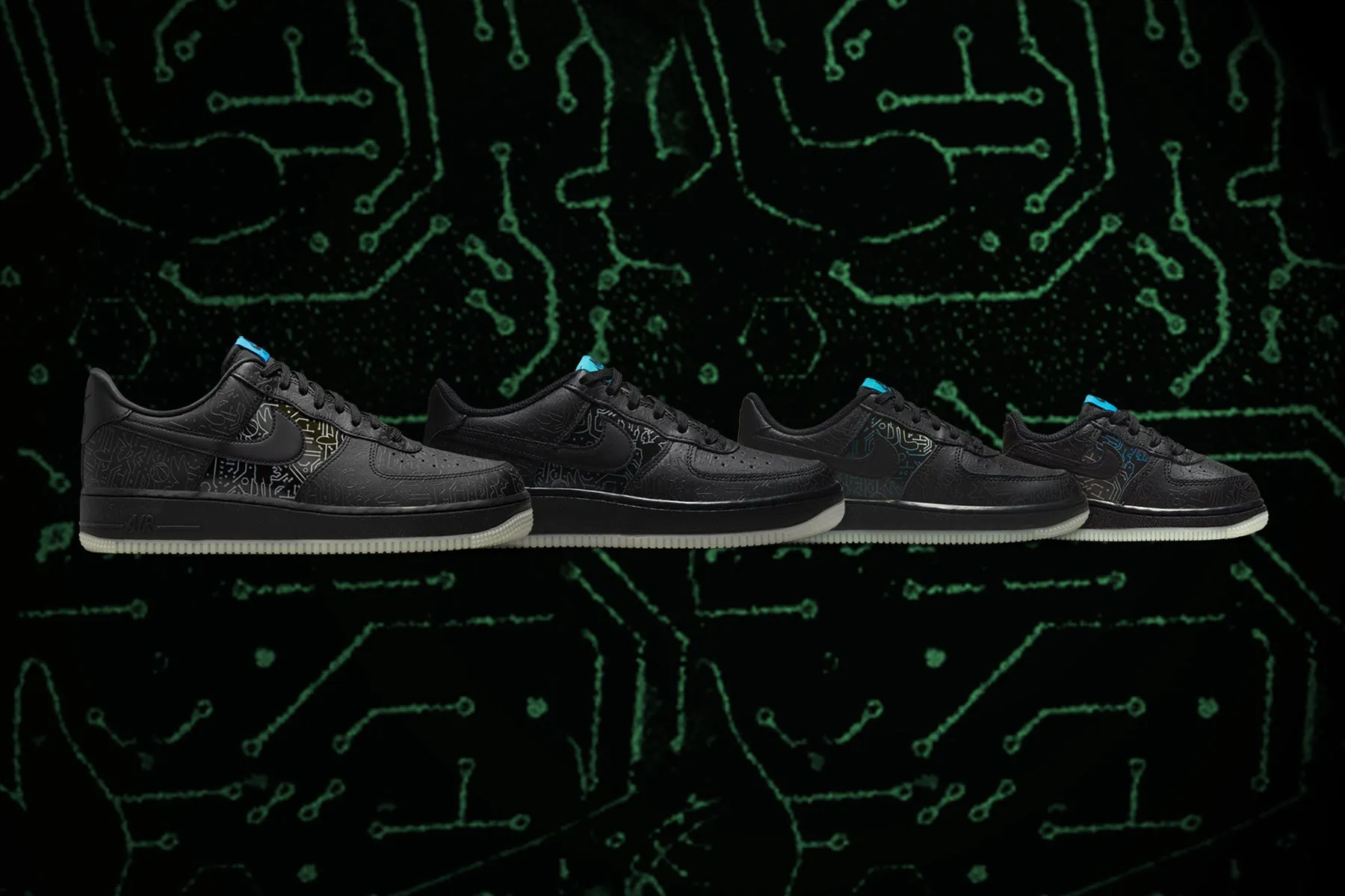 Air Force 1 '06 (GS) - Black/Light Blue Fury Nike Retro Lifestyle Shoes