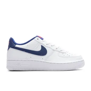 Air Force 1 (GS) - White/Deep Royal Blue/University Red Nike signature design with comfort fit