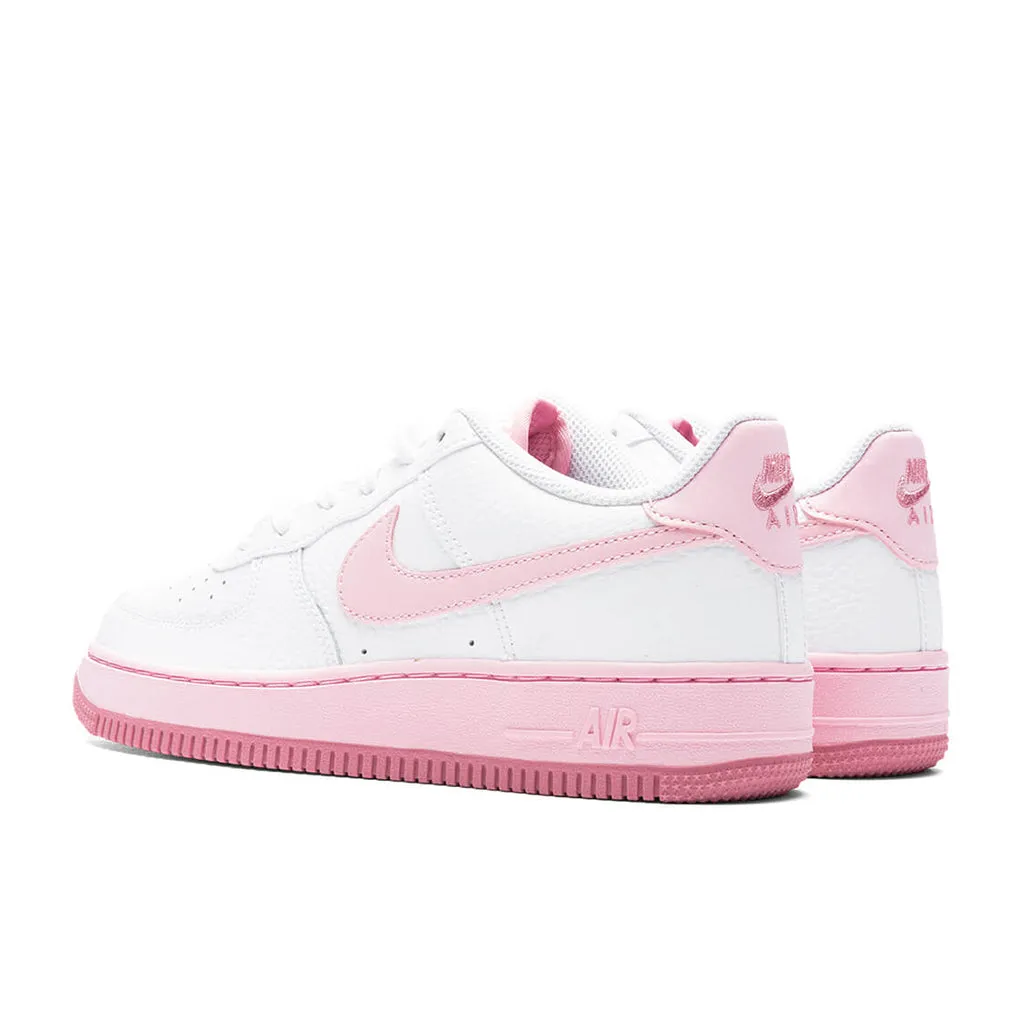 Air Force 1 (GS) - White/Pink Foam/Elemental Pink Nike Bold Logo Sneakers