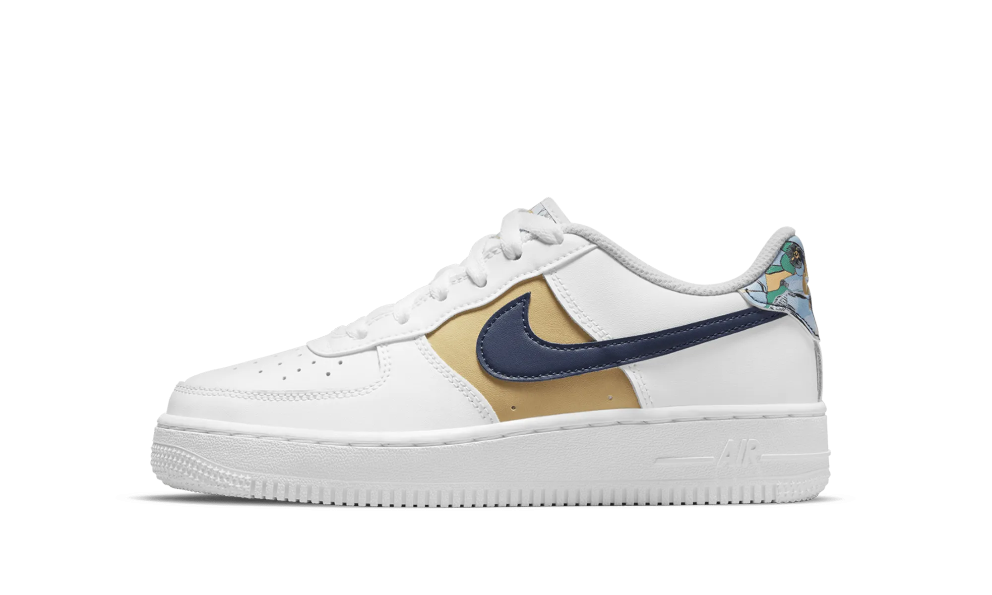 Air Force 1 Low '07 LV8 GS "White Blue Void Metallic Gold" Nike Grade School styles