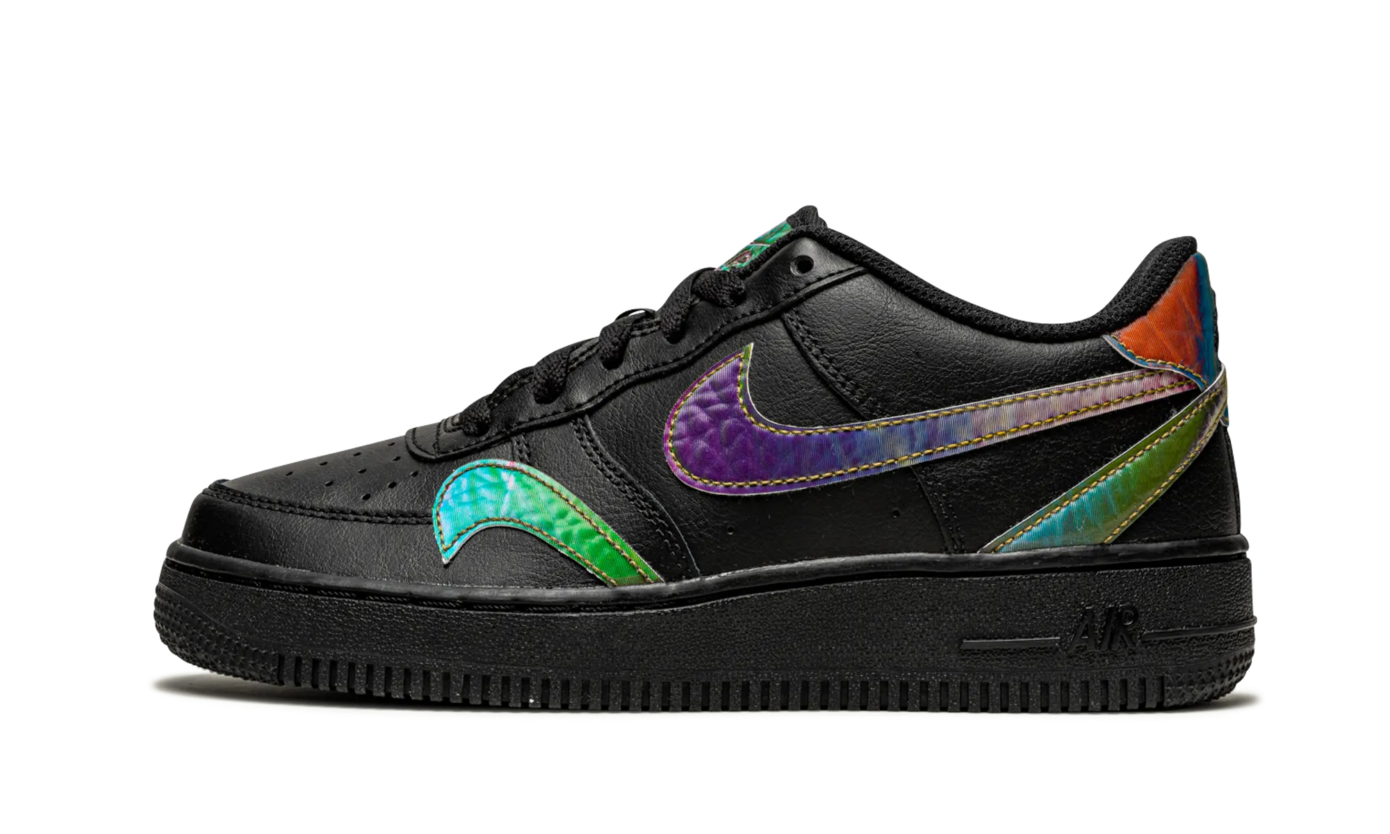 Air Force 1 Low LV8 GS "Misplaced Swooshes - Black" nike grade school kids sneakers