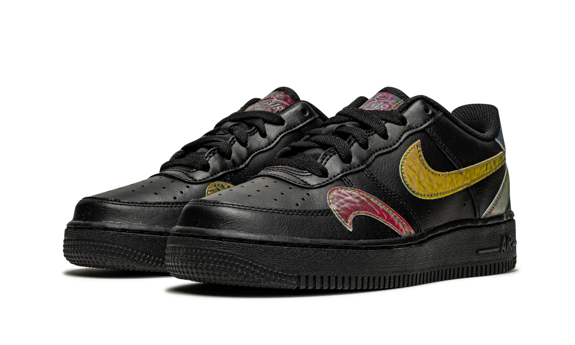 Air Force 1 Low LV8 GS "Misplaced Swooshes - Black" nike grade school kids sneakers