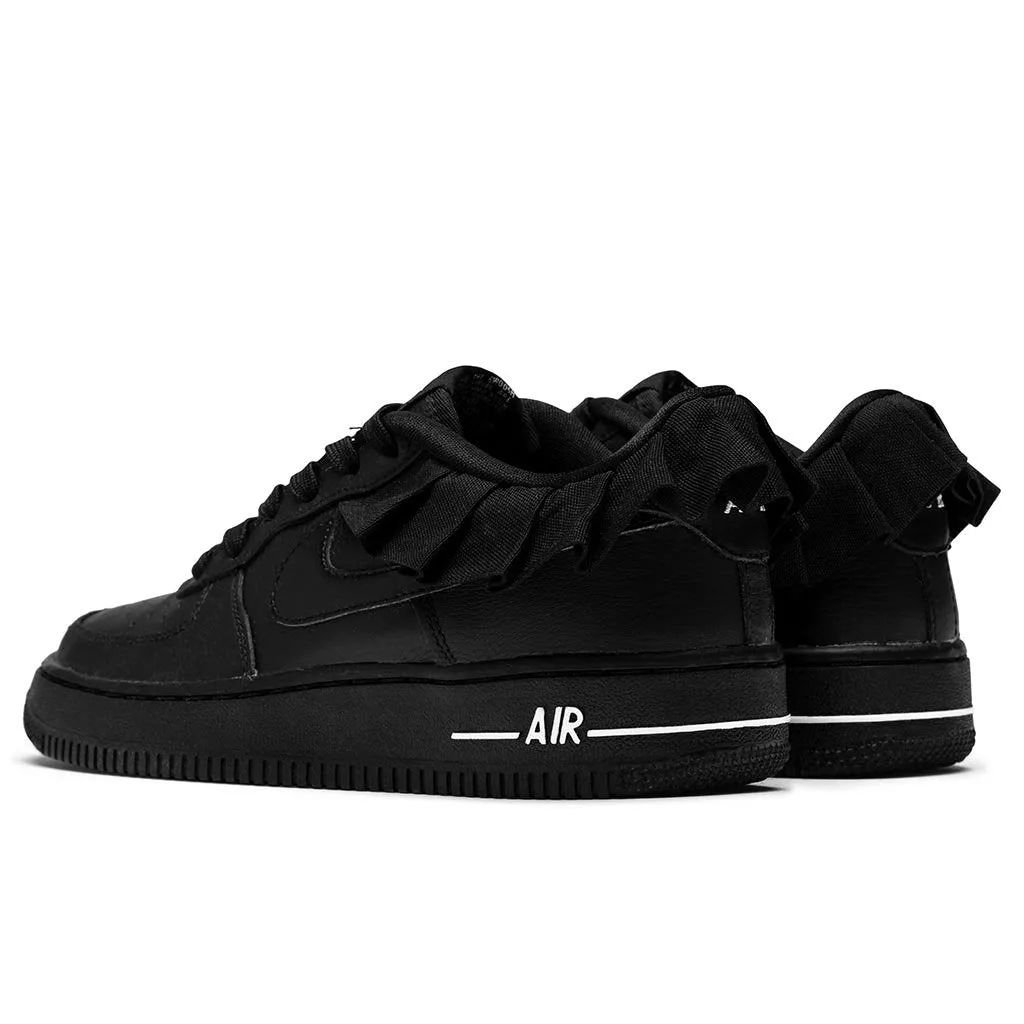 Air Force 1 LV8 Ruffle QS (GS) - Black/Black/White Nike Foam Comfort Trainers