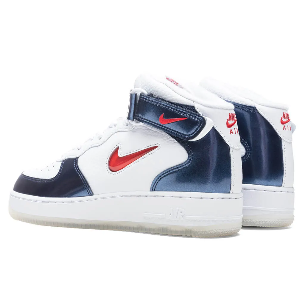 Air Force 1 Mid QS "Independence Day" - White/University Red/Midnight Navy Nike Bold Logo Sneakers